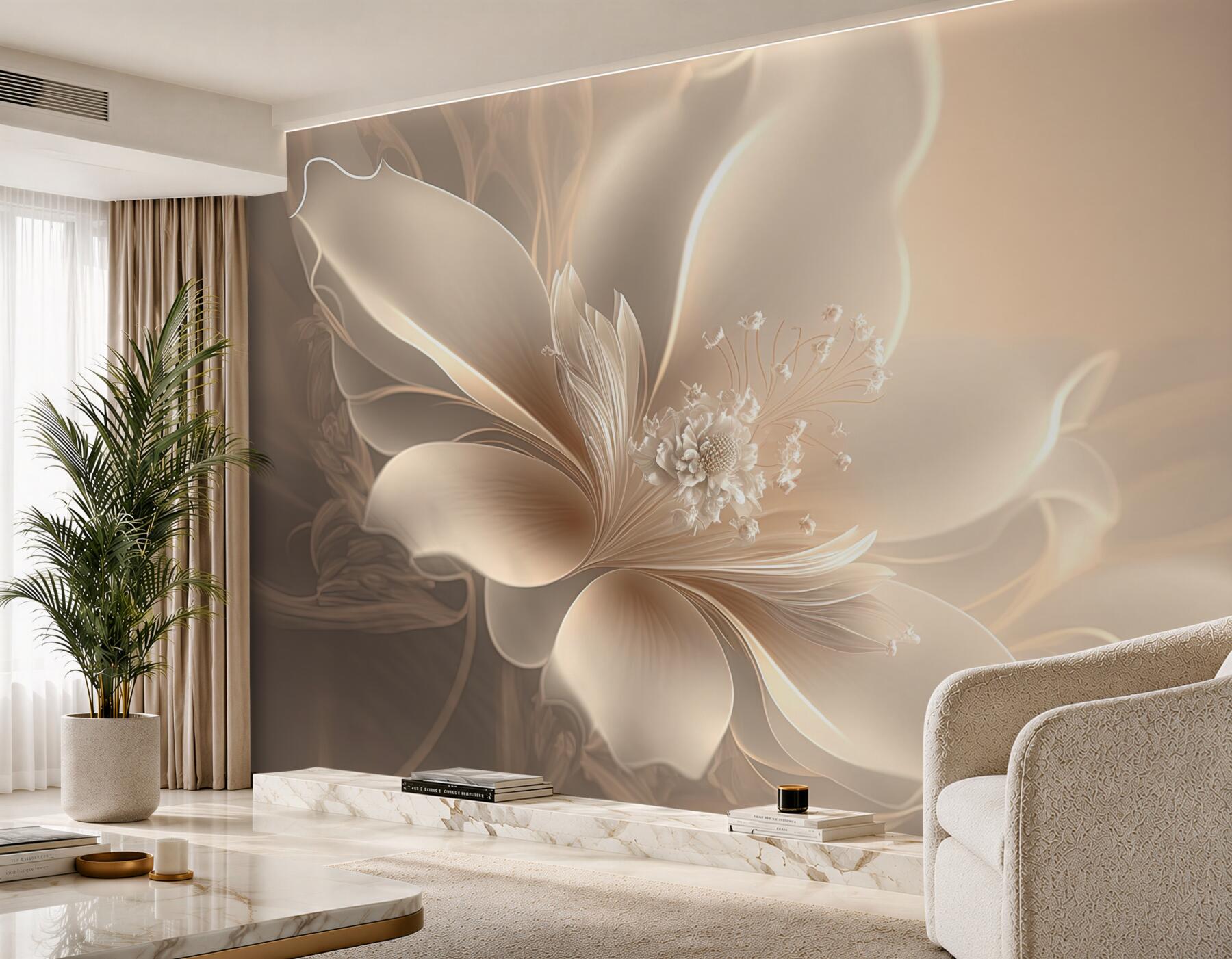 Fotobehang delicate bloem wit als sneeuw