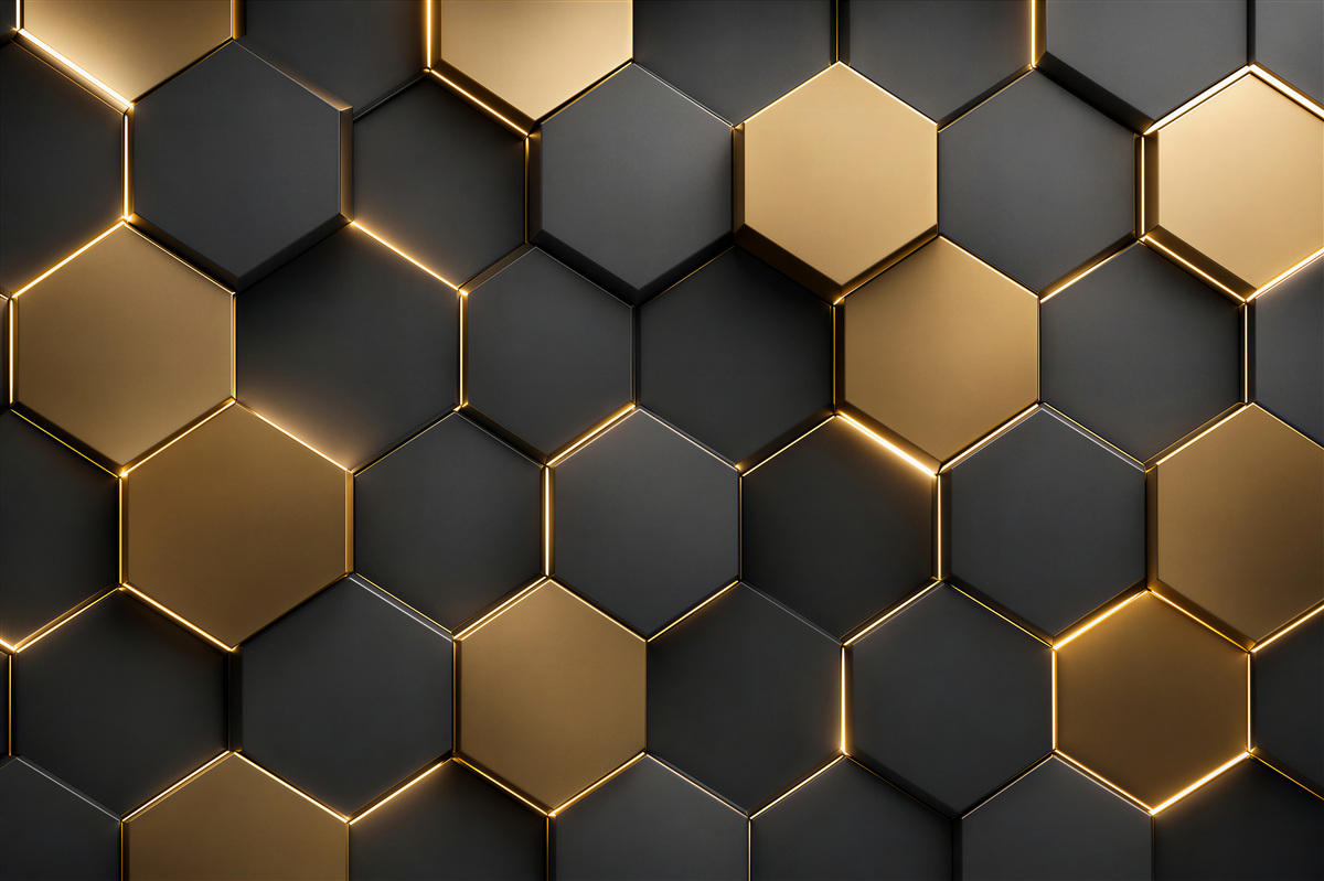 Fotobehang zwart-gouden geometrische vormen