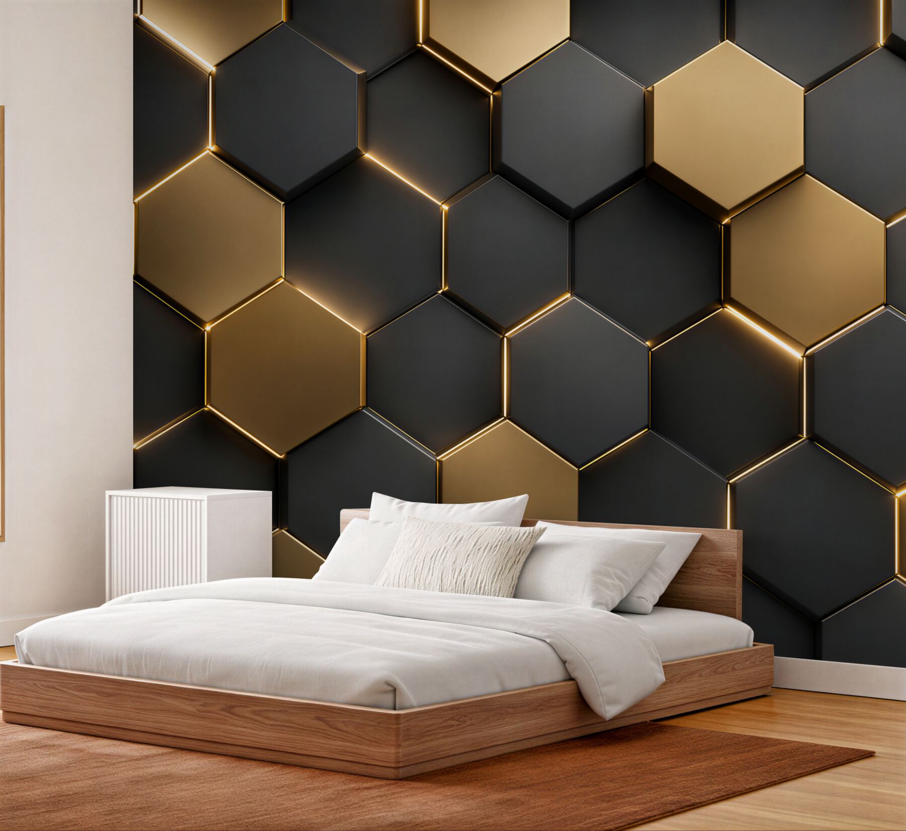 Fotobehang zwart-gouden geometrische vormen