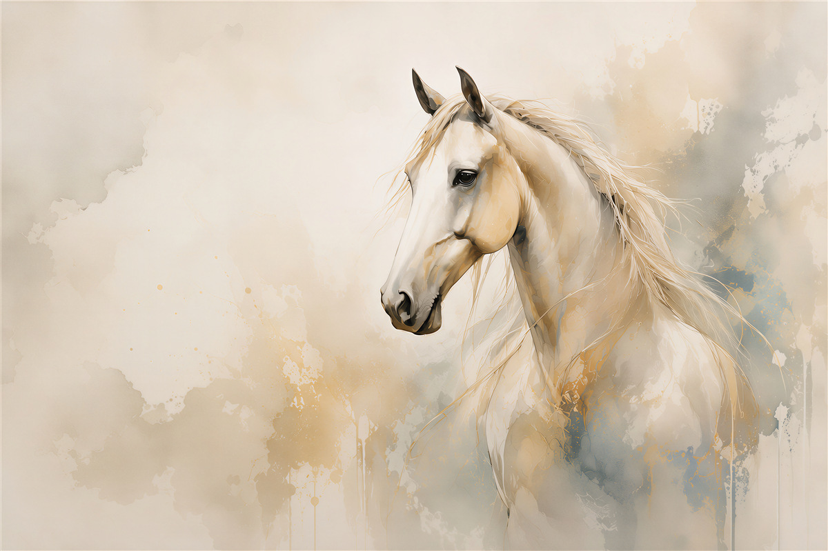 Fotobehang mooi wit paard met manen