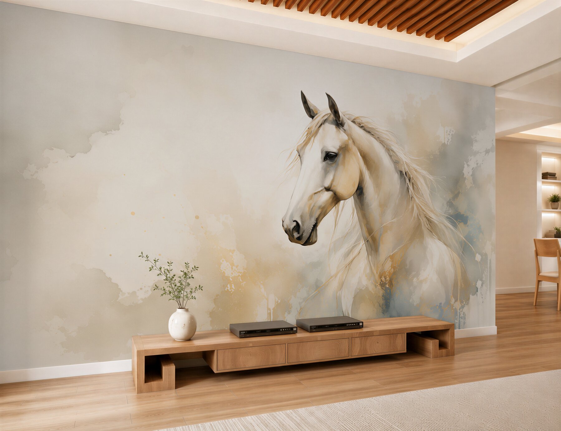 Fotobehang mooi wit paard met manen