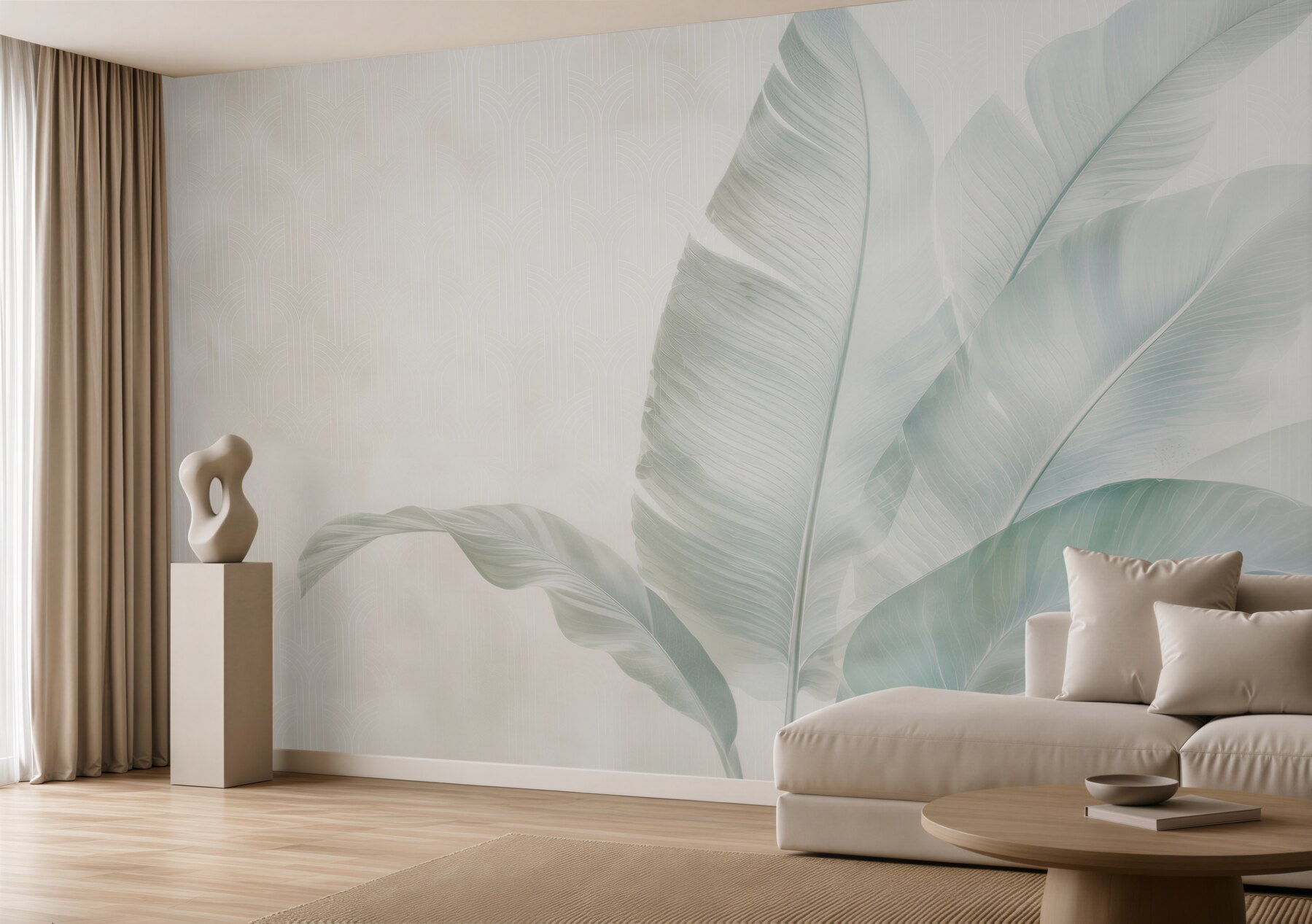 Fotobehang aquarelafdrukken van junglevegetatie