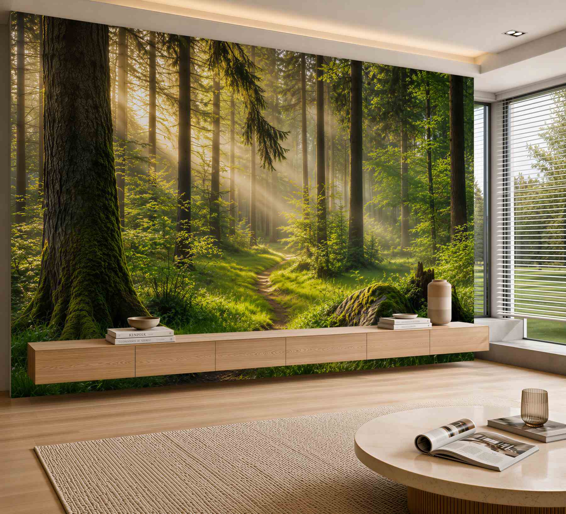 Fotobehang bosmorgen tussen het groen