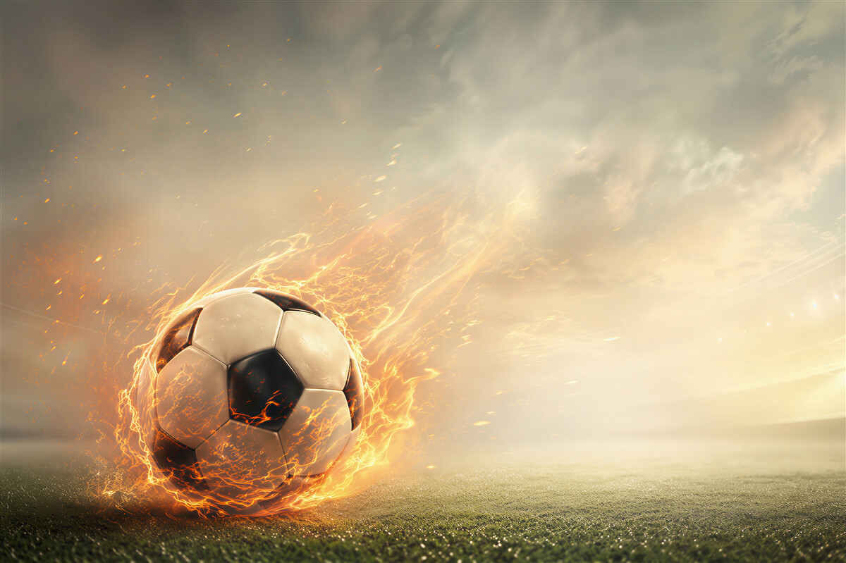 Fotobehang brandende voetbal