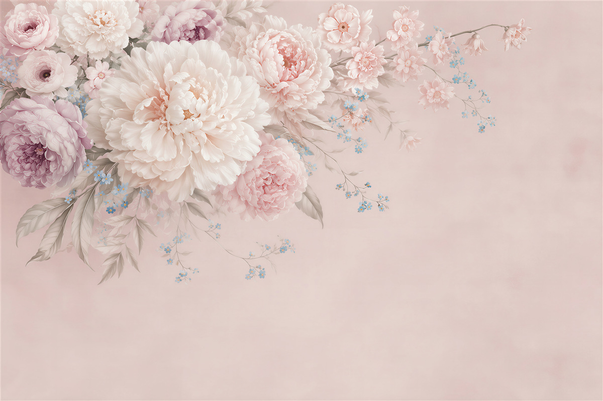 Fotobehang lichte en delicate bloemen op een tak