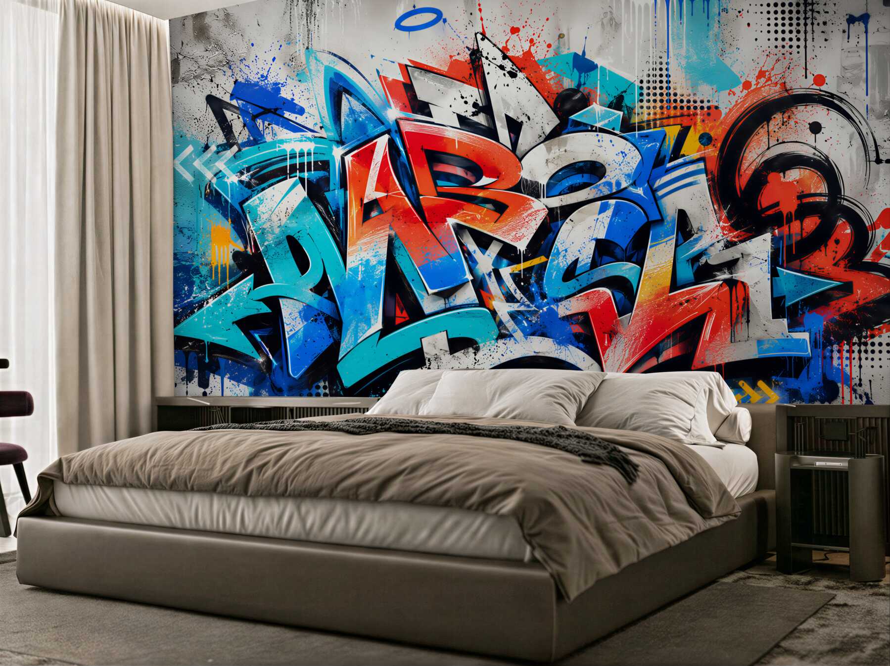 Fotobehang muur geschilderd met graffiti