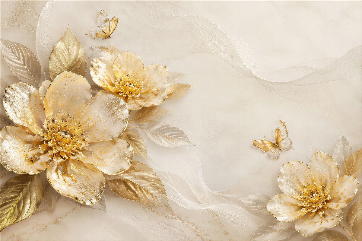 Fotobehang gouden herfstbloemen
