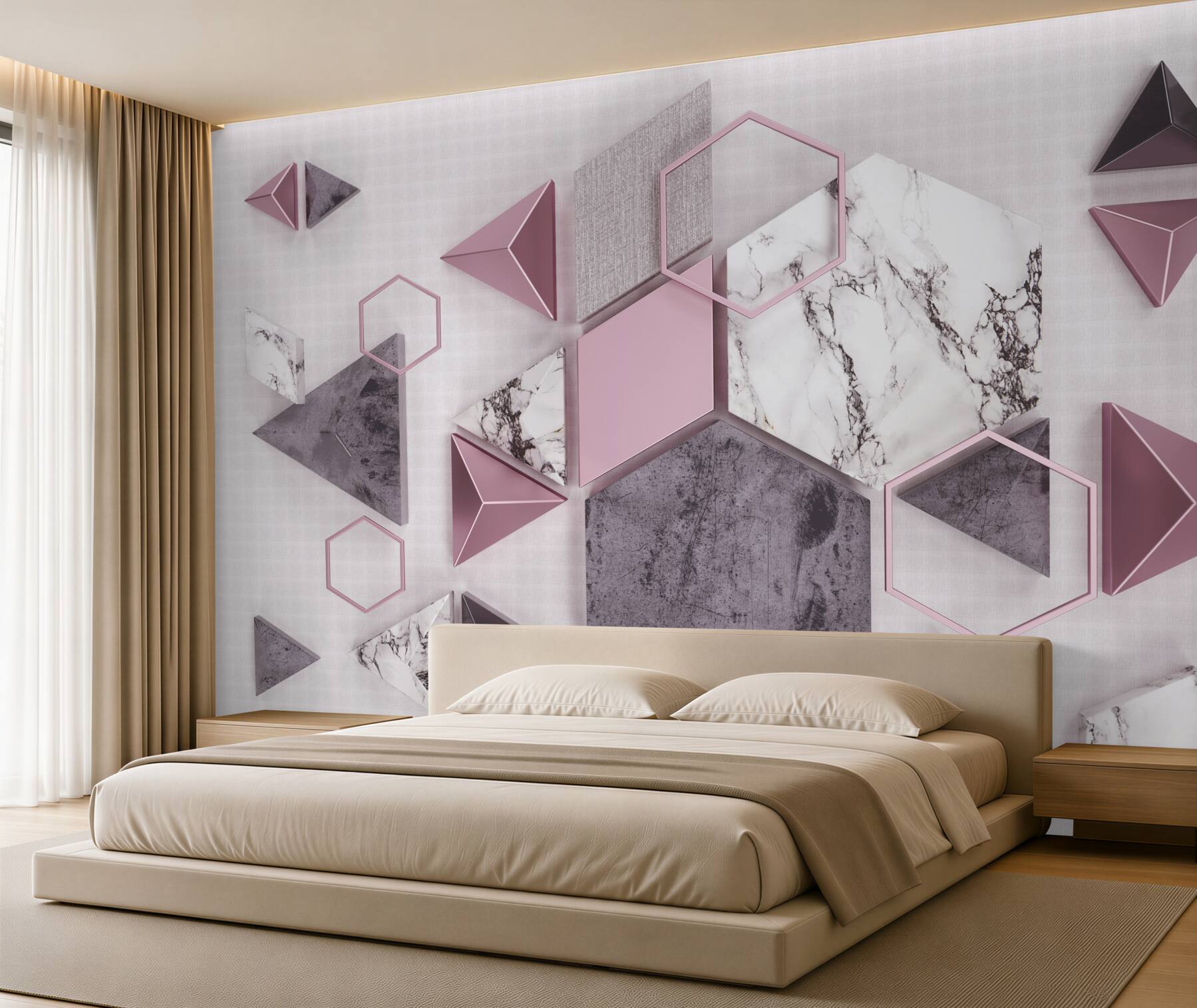 Fotobehang geometrische marmeren vormen