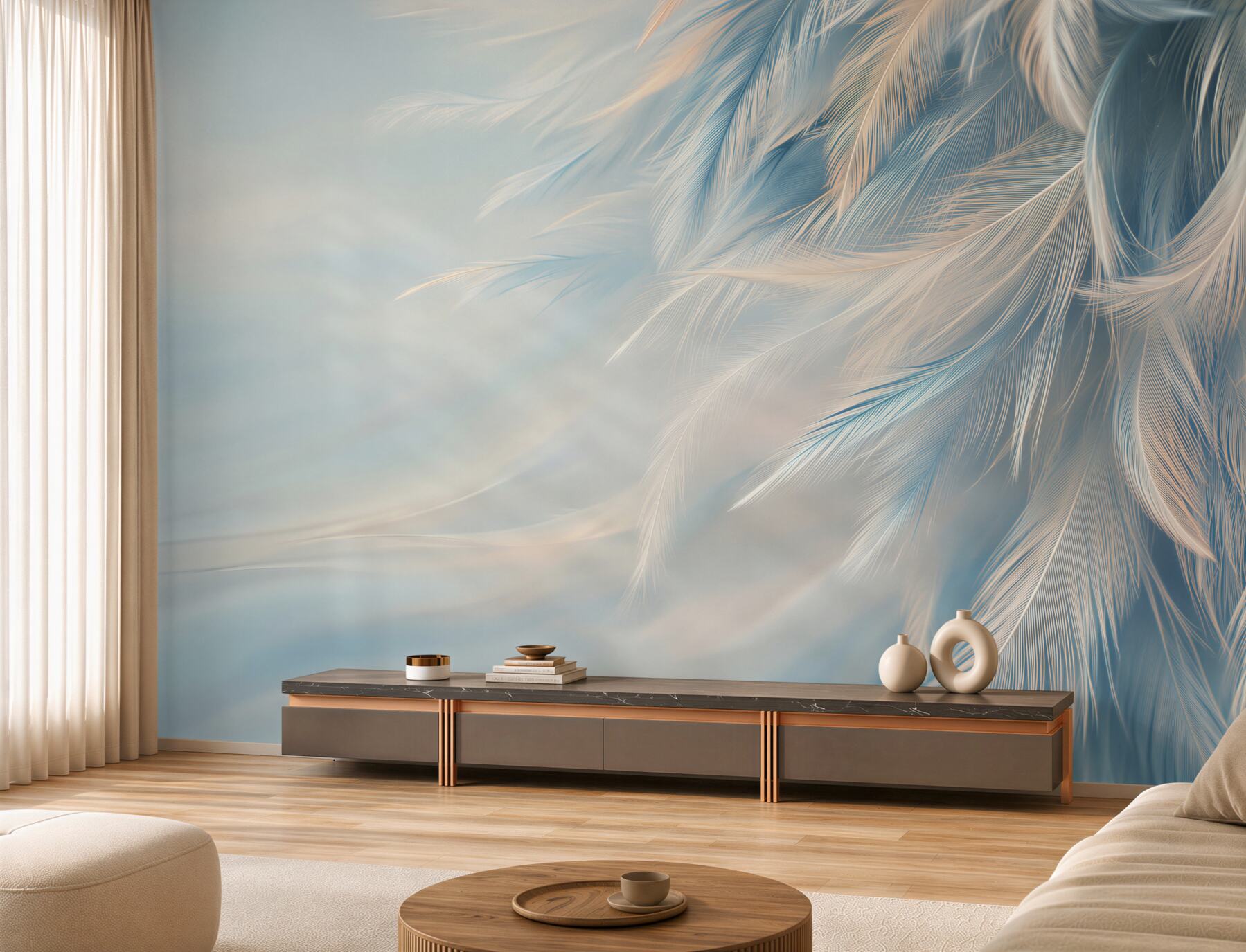 Fotobehang delicate achtergrond van verschillende veren