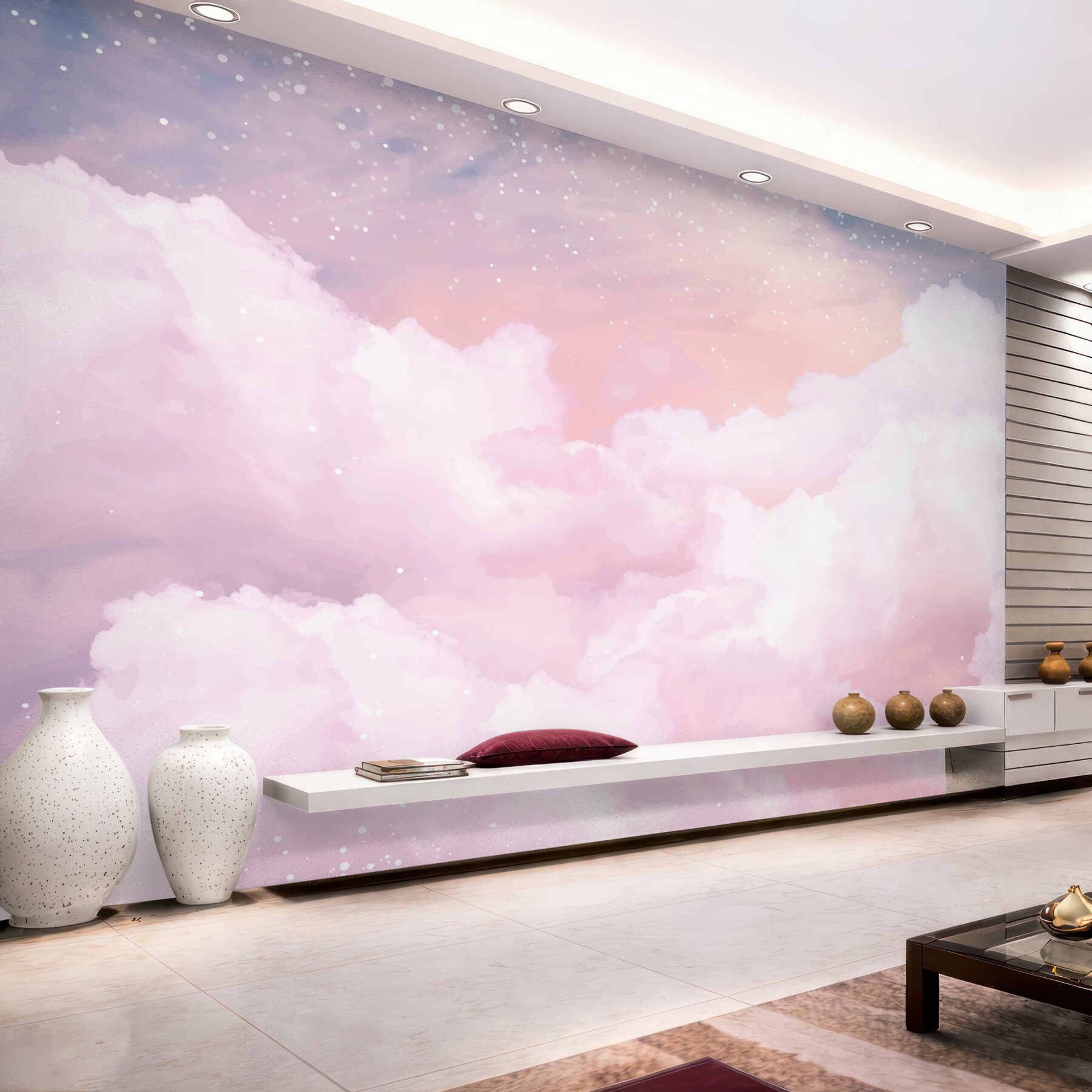 Fotobehang delicate roze wolken