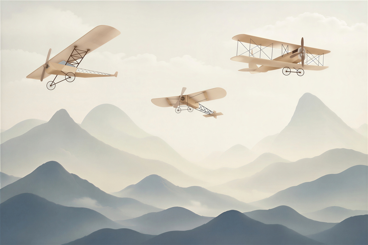 Fotobehang historische vliegtuigvlucht