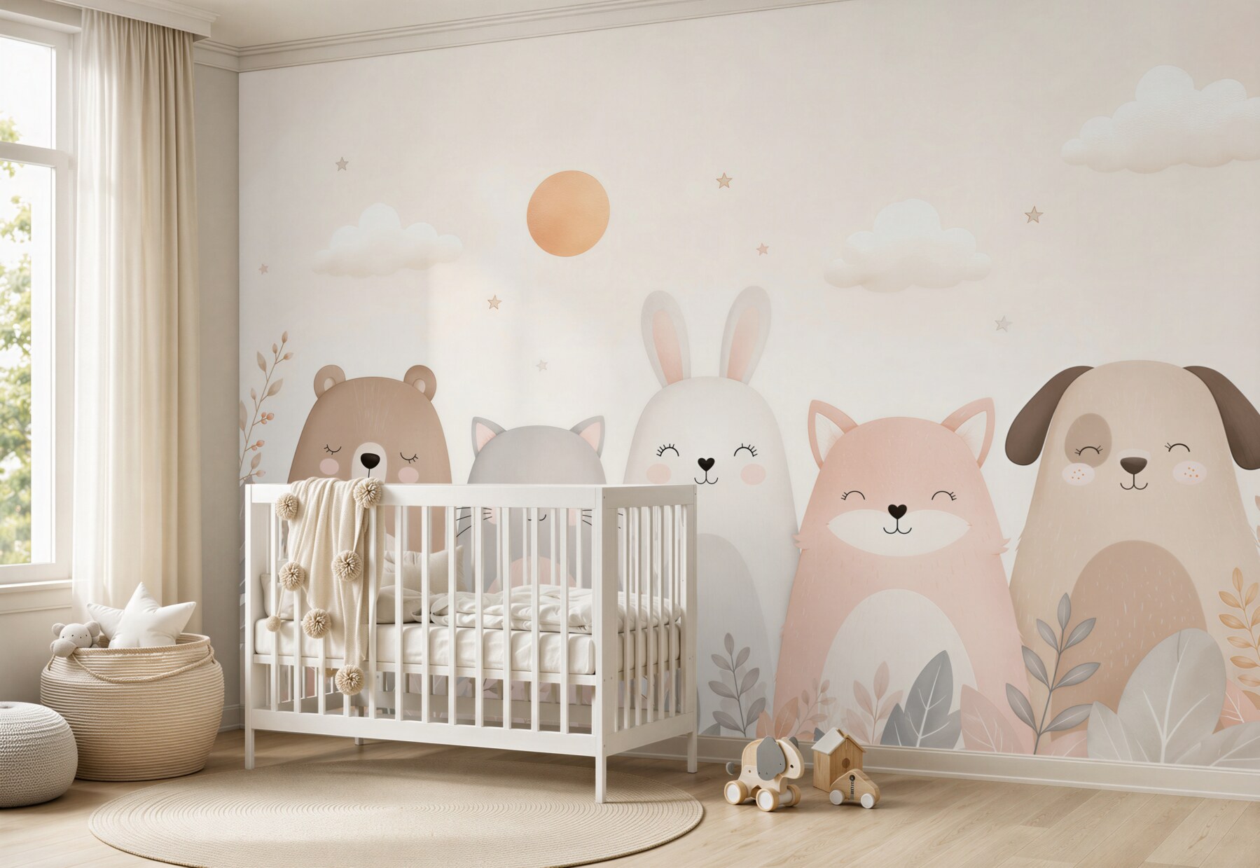 Fotobehang vijf glimlachende dieren