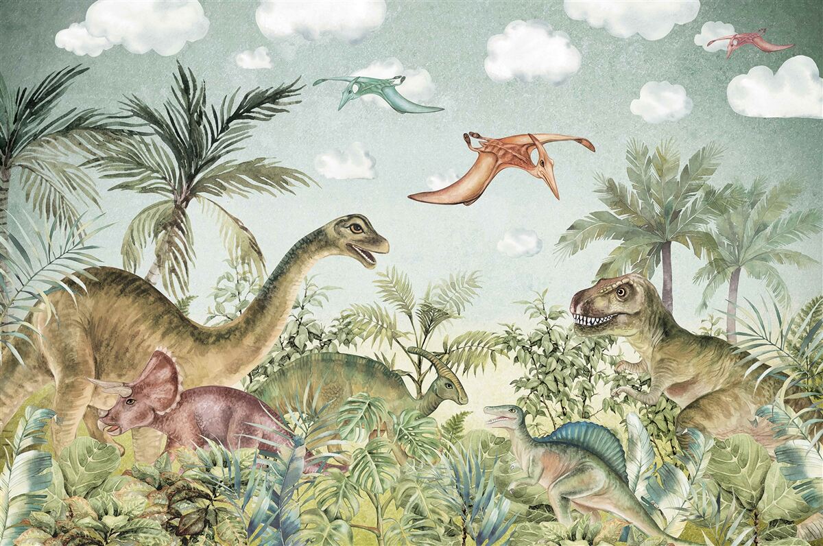 Fotobehang groene dinosaurussen