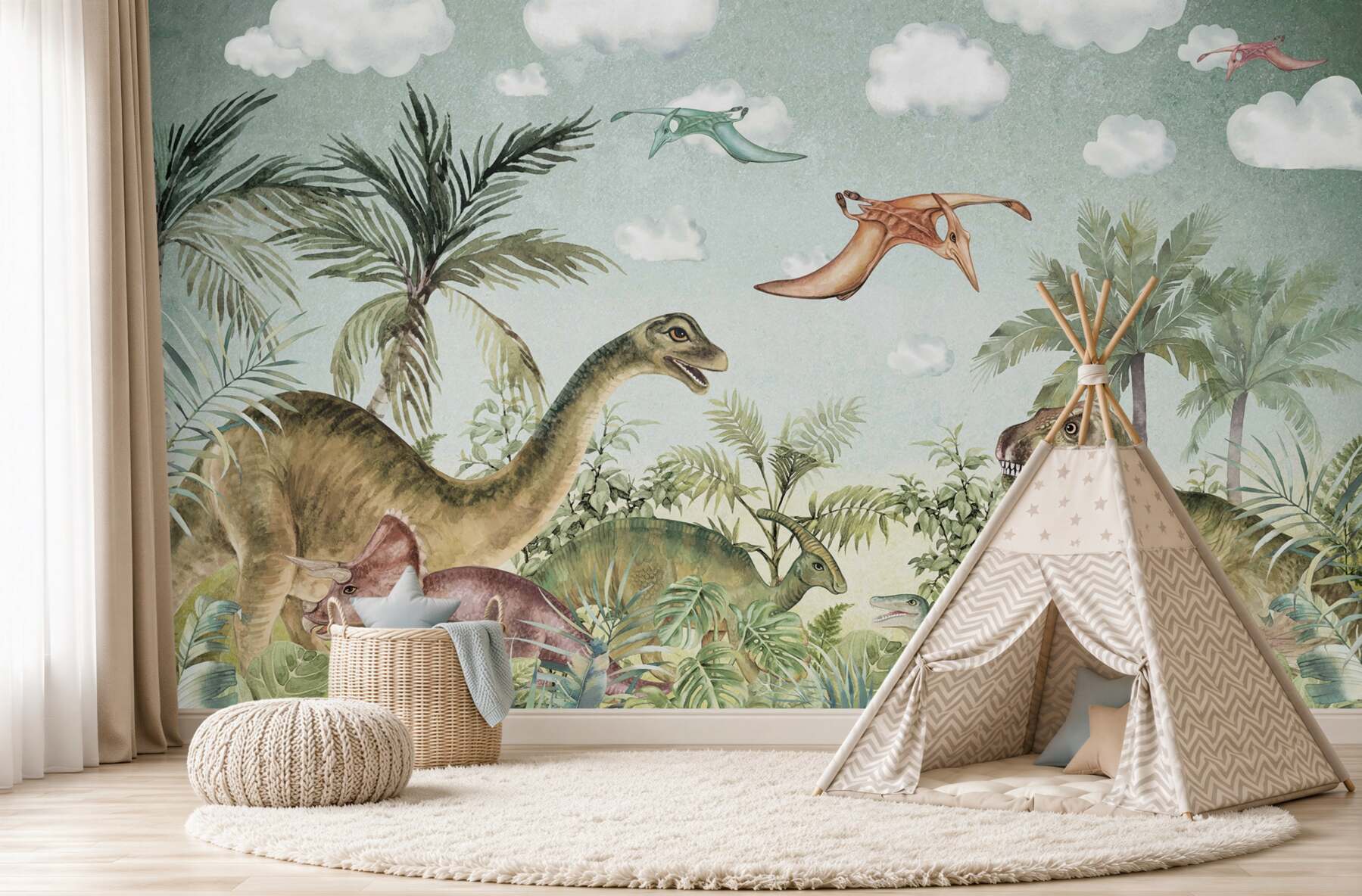 Fotobehang groene dinosaurussen