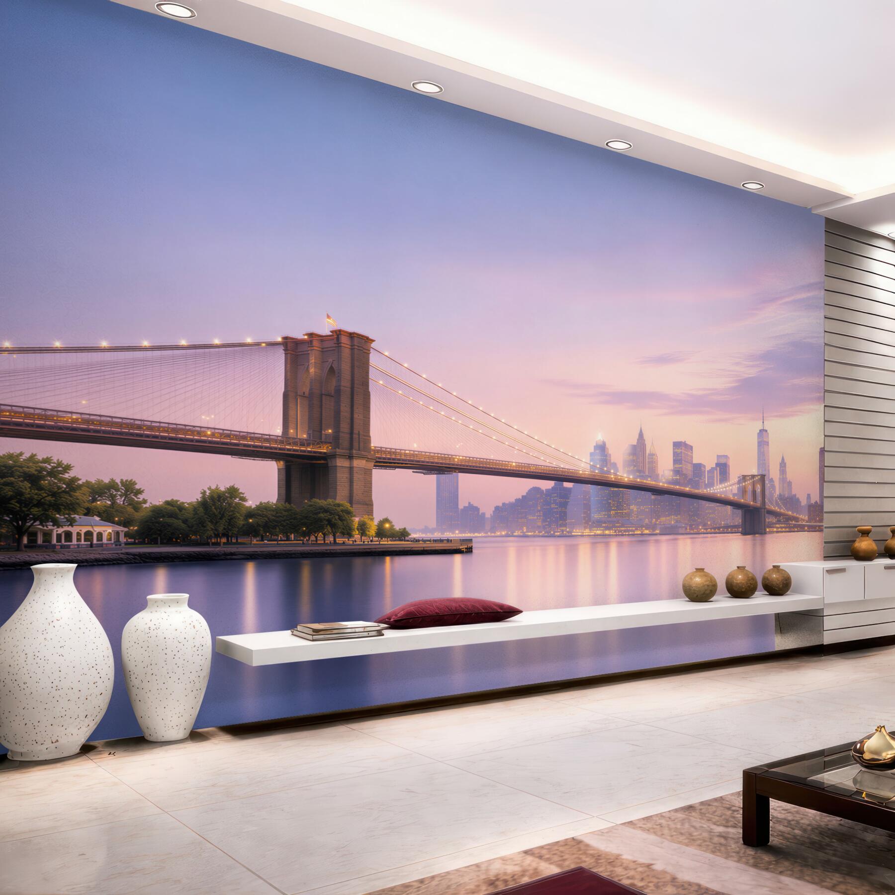 Fotobehang avondpanorama van Manhattan