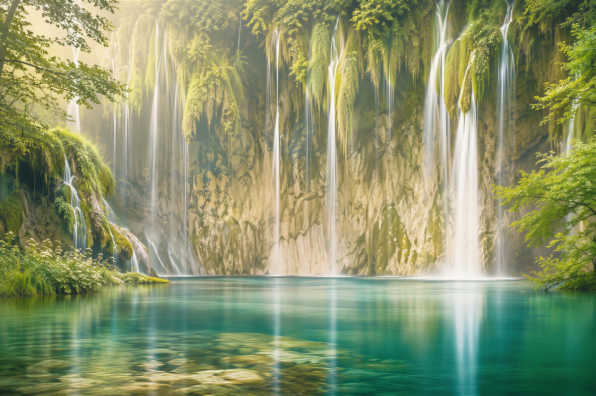 Fotobehang fascinerende bergwaterval