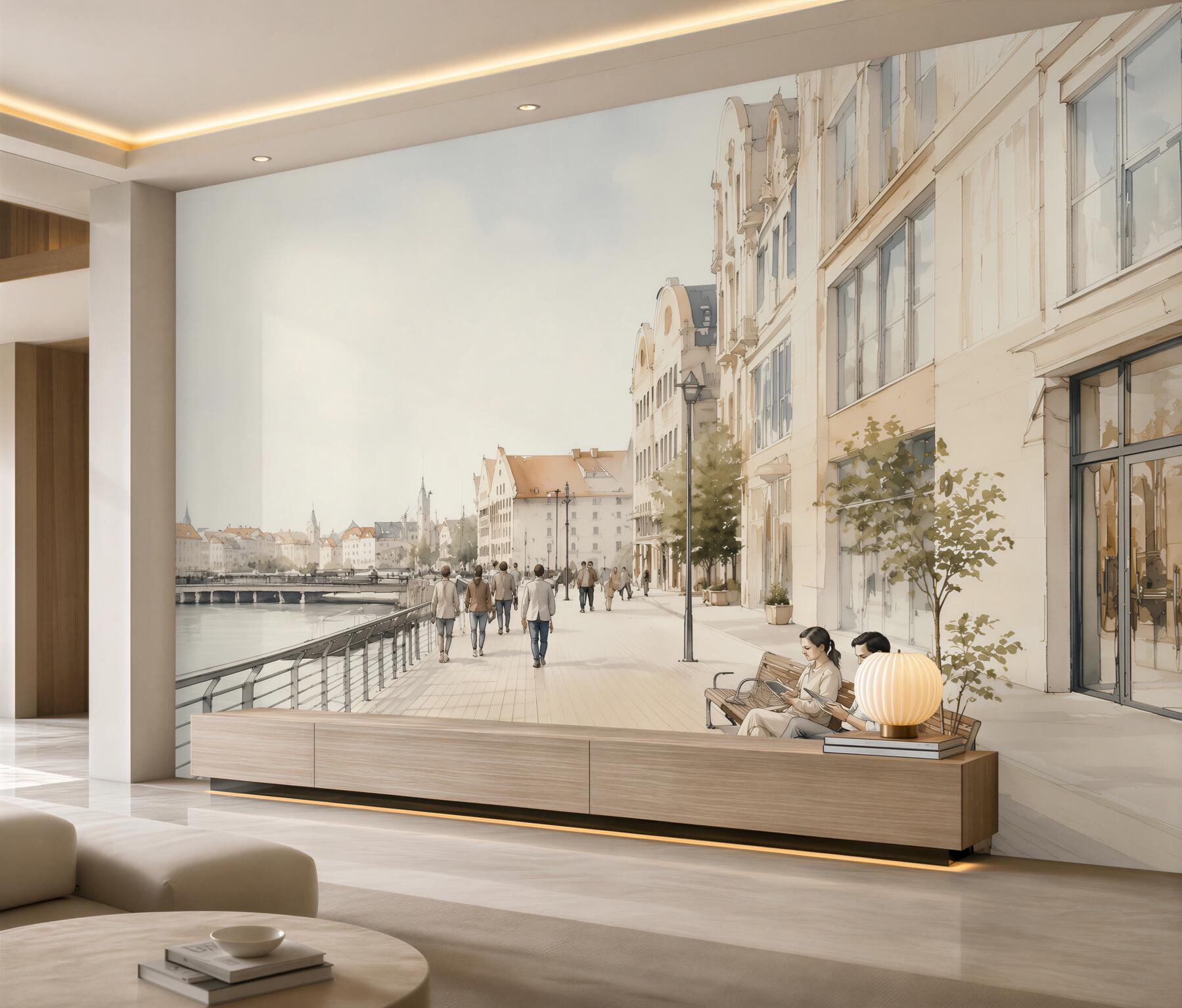 Fotobehang druk geschilderde helling