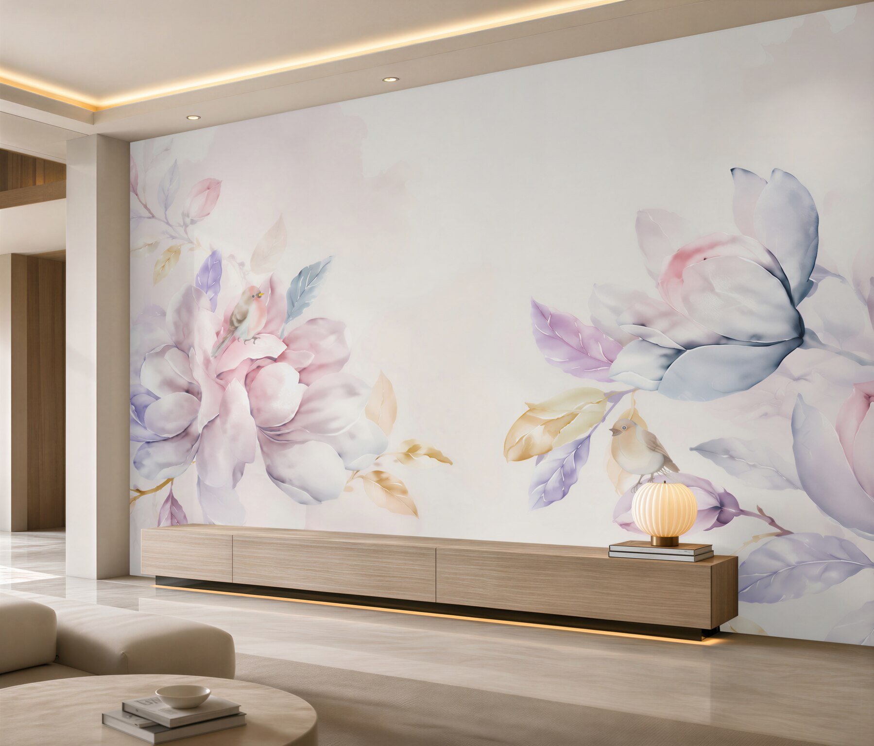 Fotobehang tak met felrode bloemen
