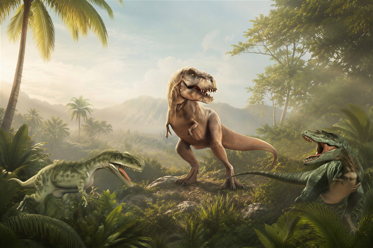 Fotobehang tijdperk van dinosaurussen in de tropen