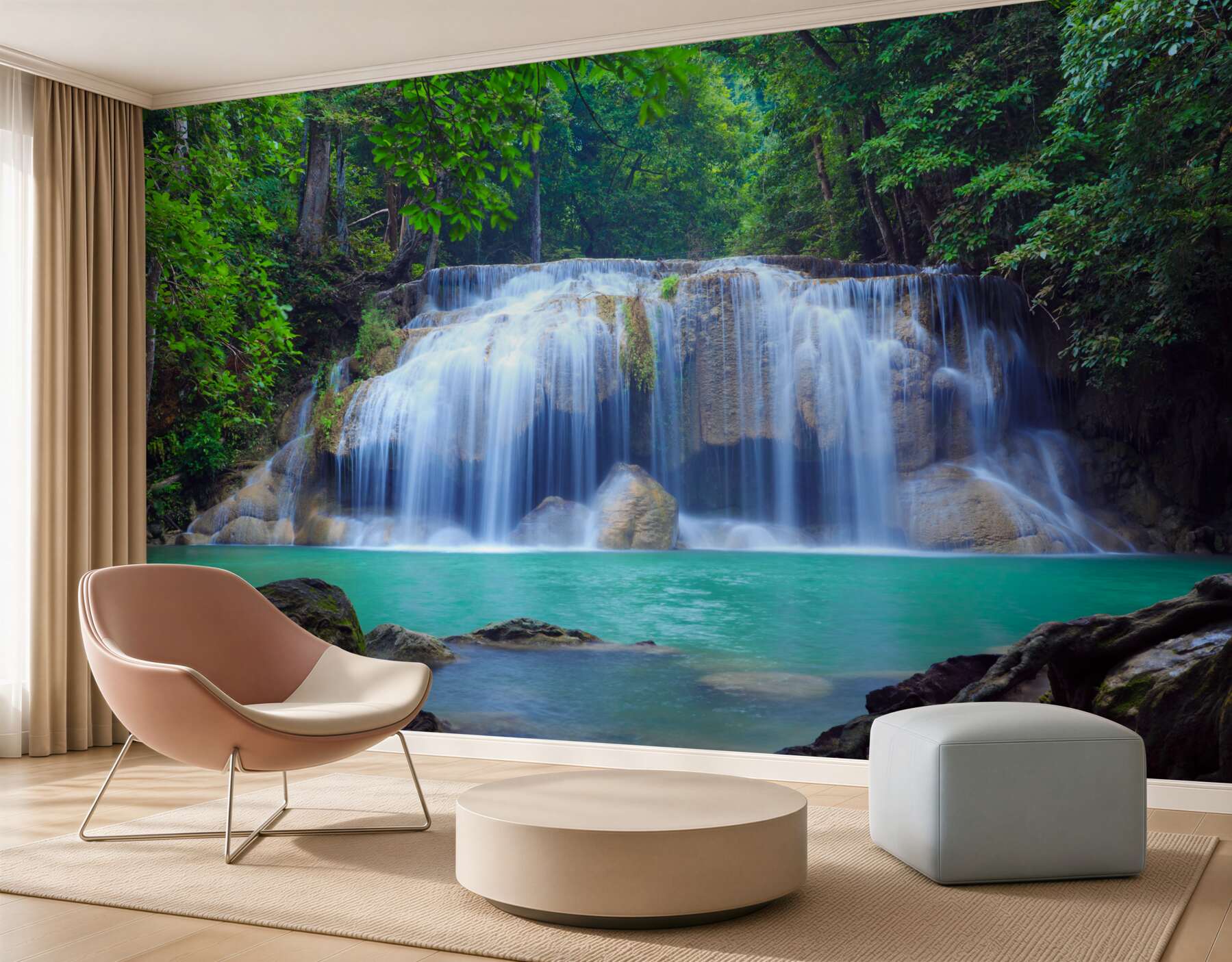 Fotobehang Erawan waterval, Kanchanaburi, Thailand
