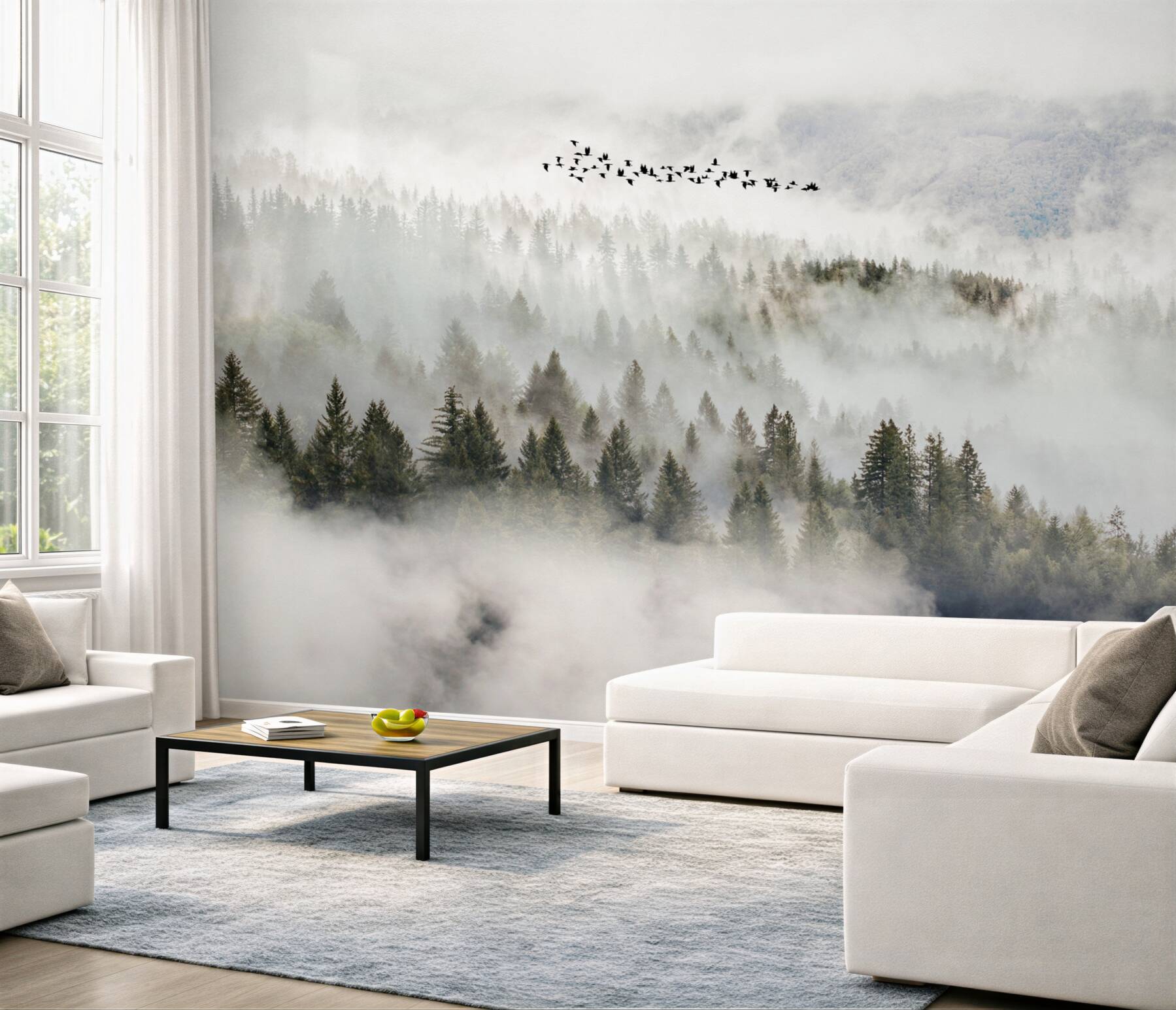 Fotobehang mistige bergen
