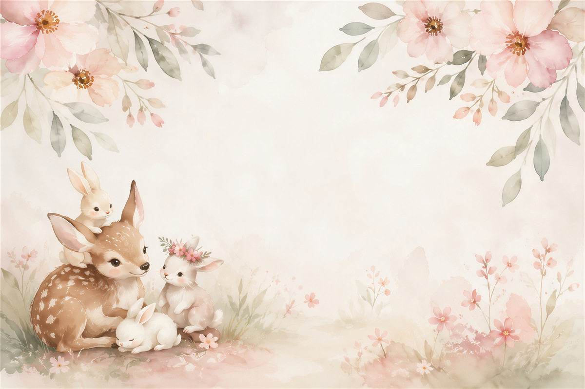 Fotobehang Dieren op een roze achtergrond