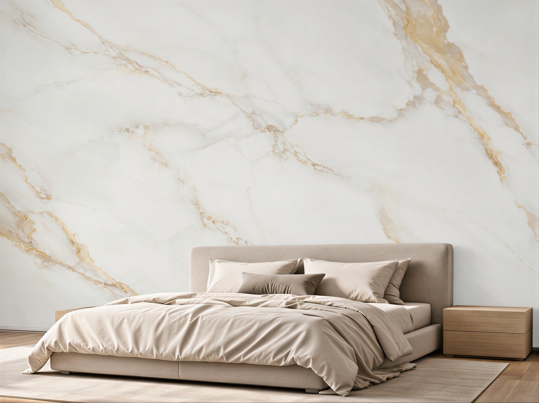 Fotobehang wit met beige marmer