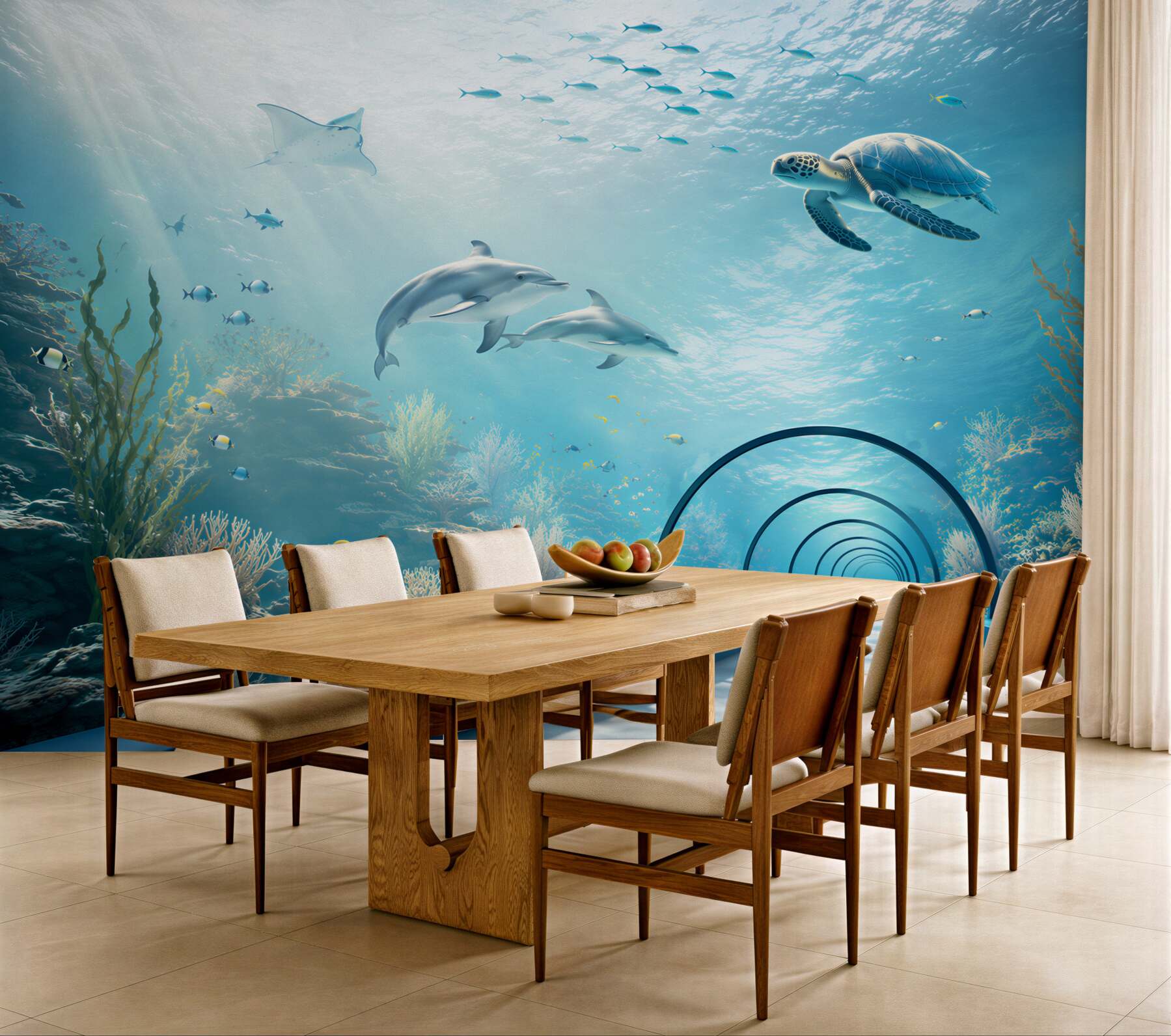 Fotobehang Oceanarium met dolfijnen