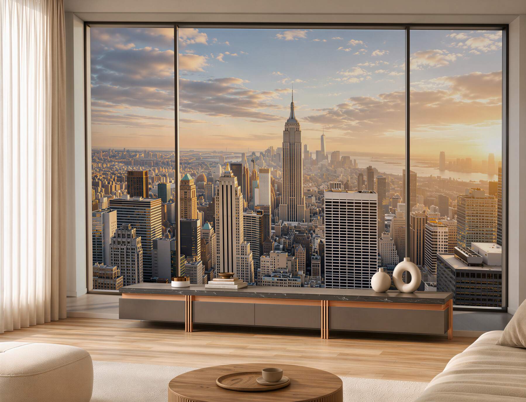 Fotobehang New York vanuit het raam