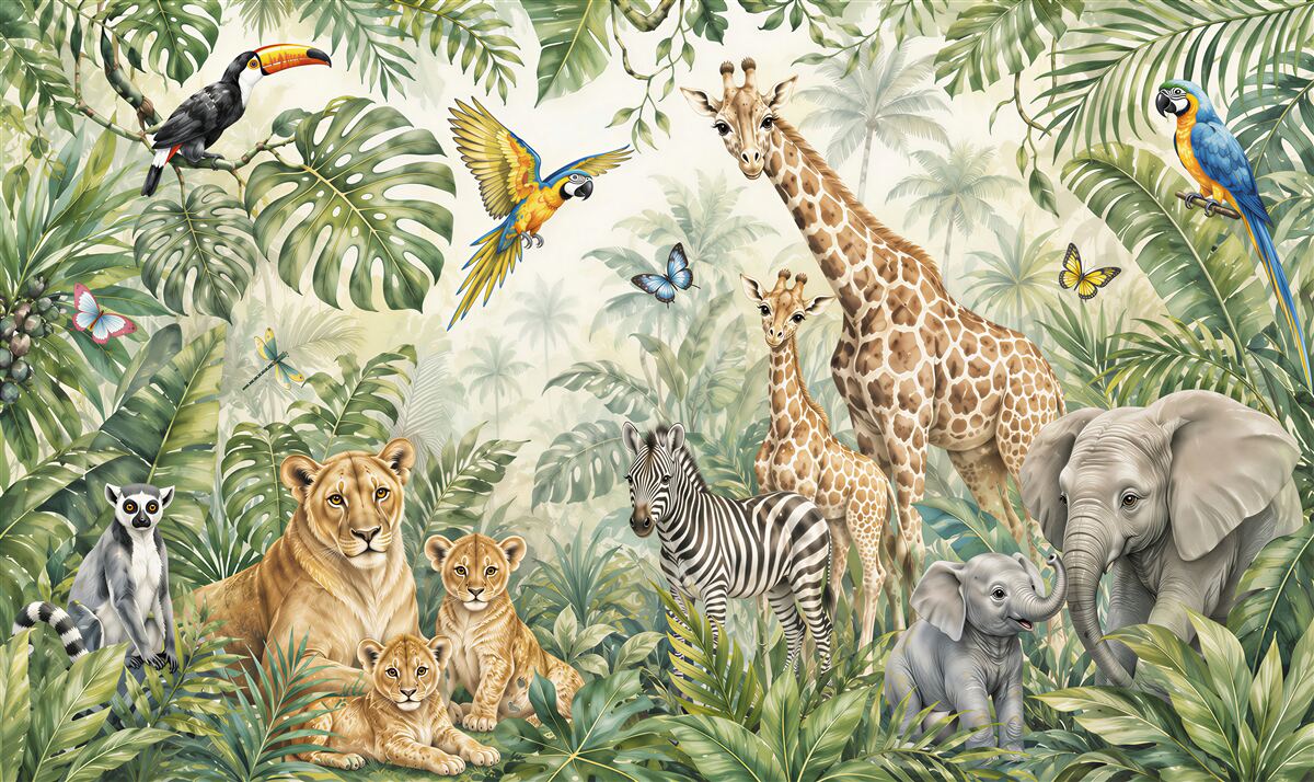 Fotobehang dieren in de jungle