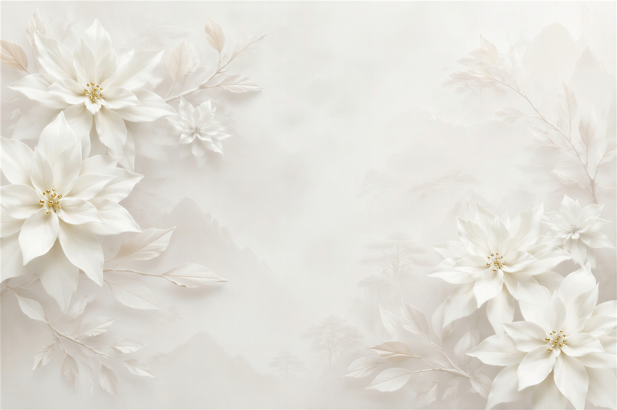 Fotobehang witte bloemen
