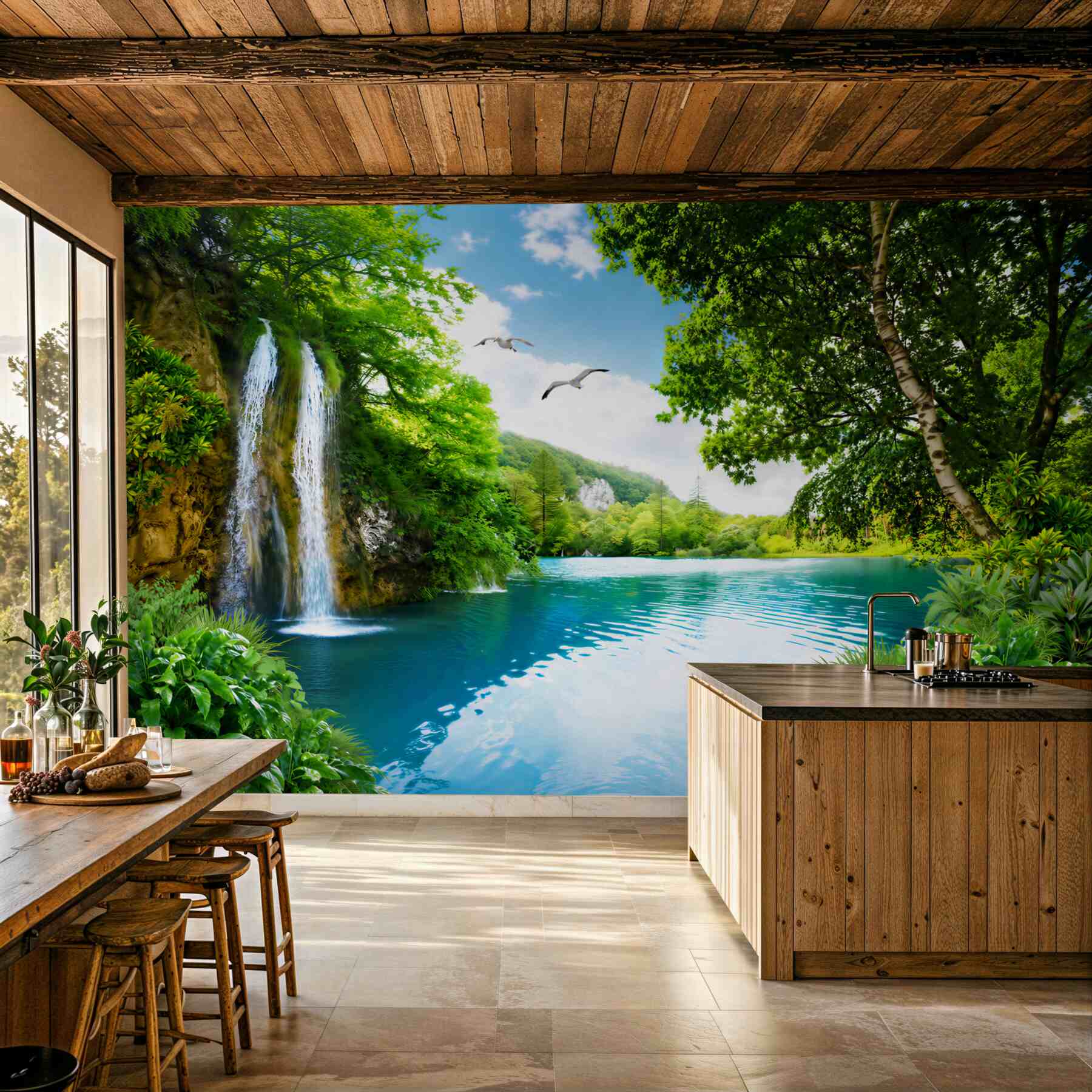 Fotobehang waterval en lagune