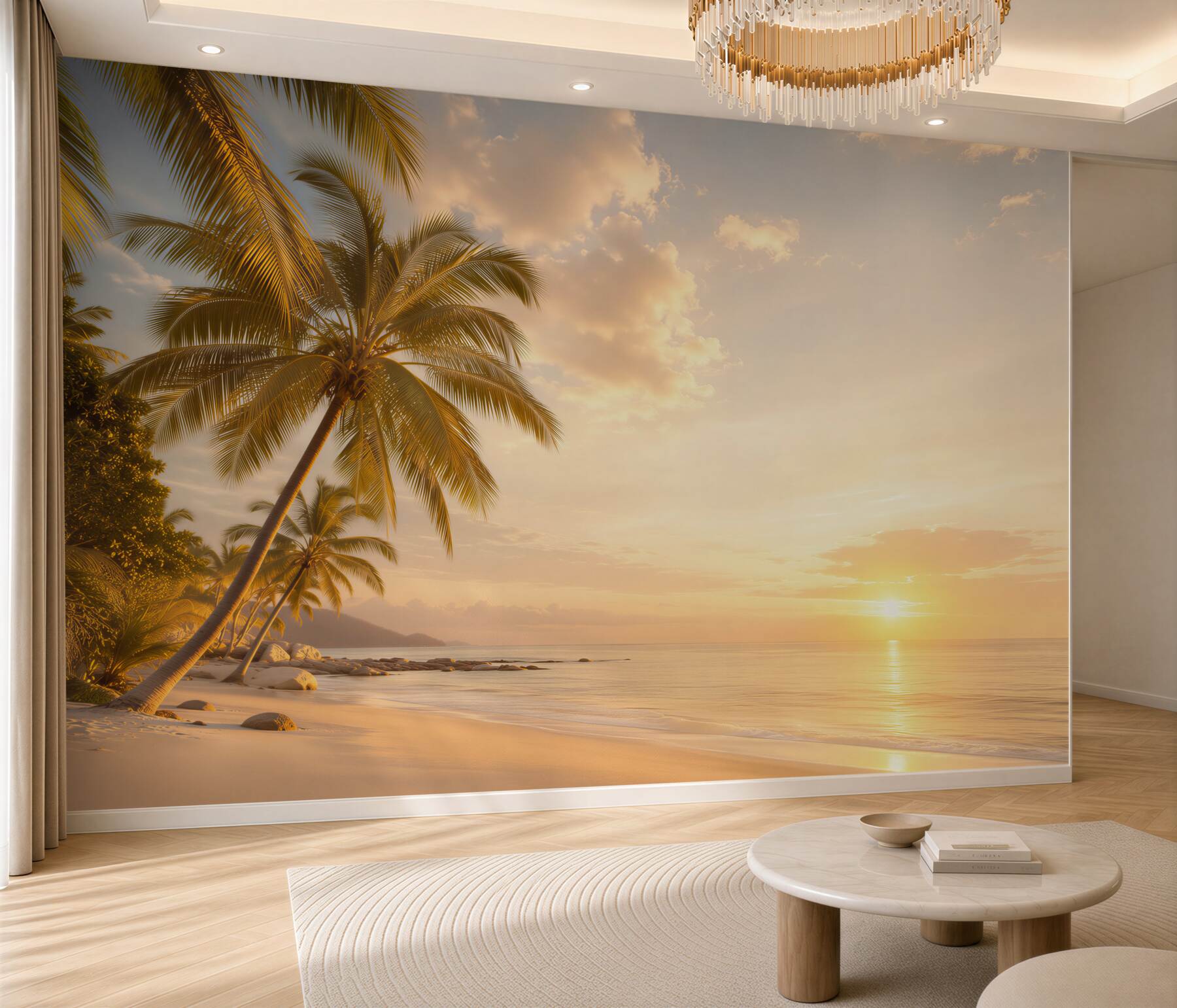 Fotobehang zonsondergang boven de zee