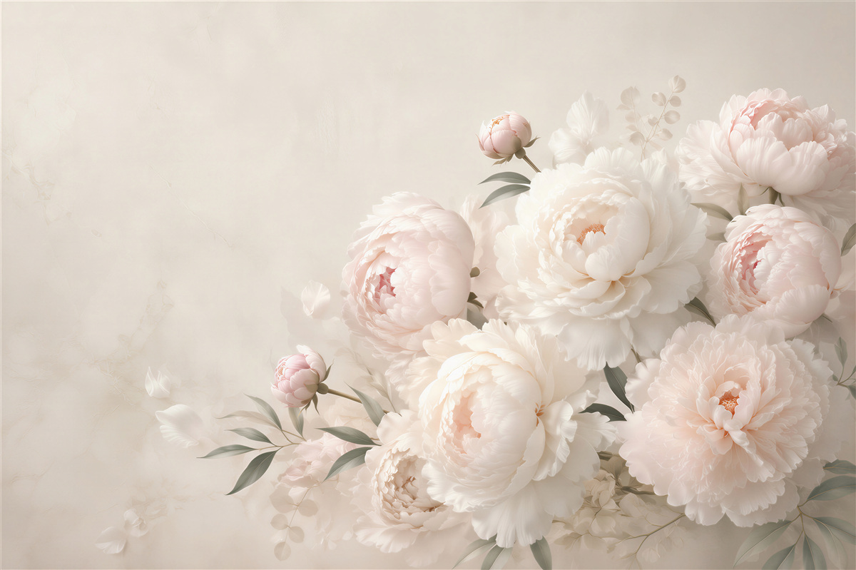 Fotobehang delicate witte pioenrozen