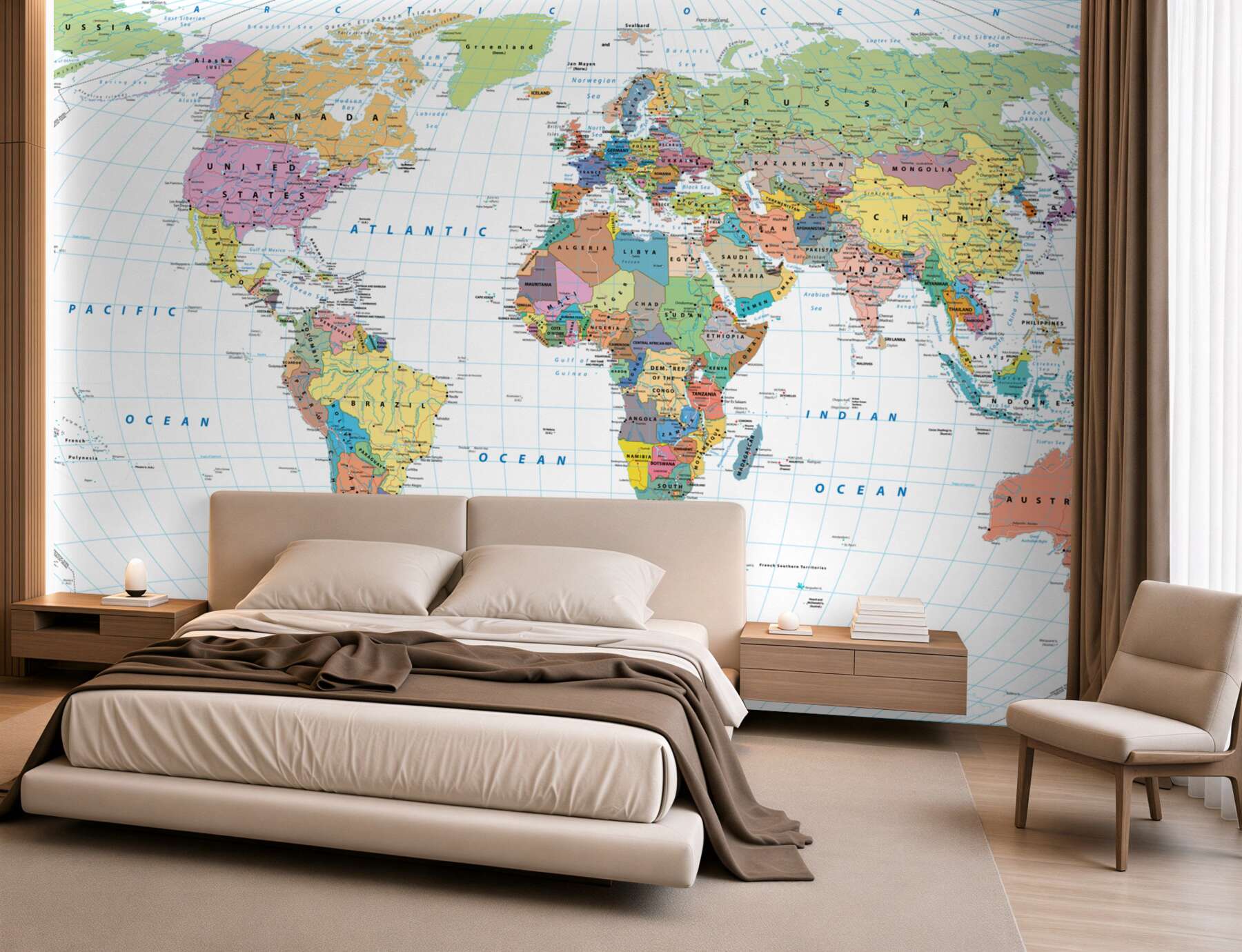 Fotobehang geopolitieke wereldkaart