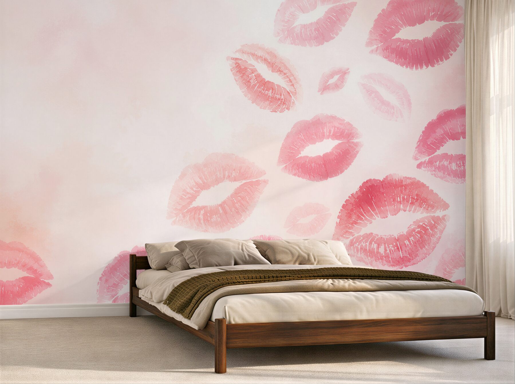 Fotobehang rode lippenafdrukken