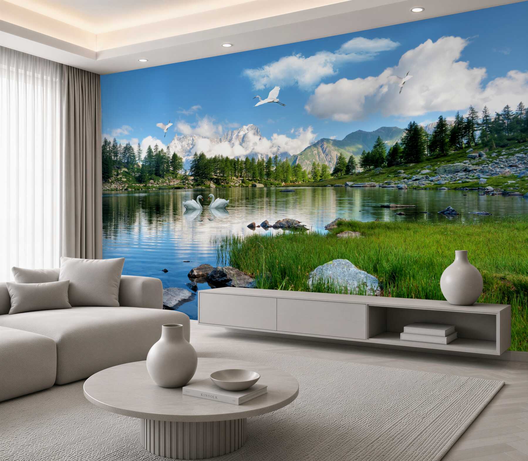 Fotobehang rustige bergmeren op een zomerse dag