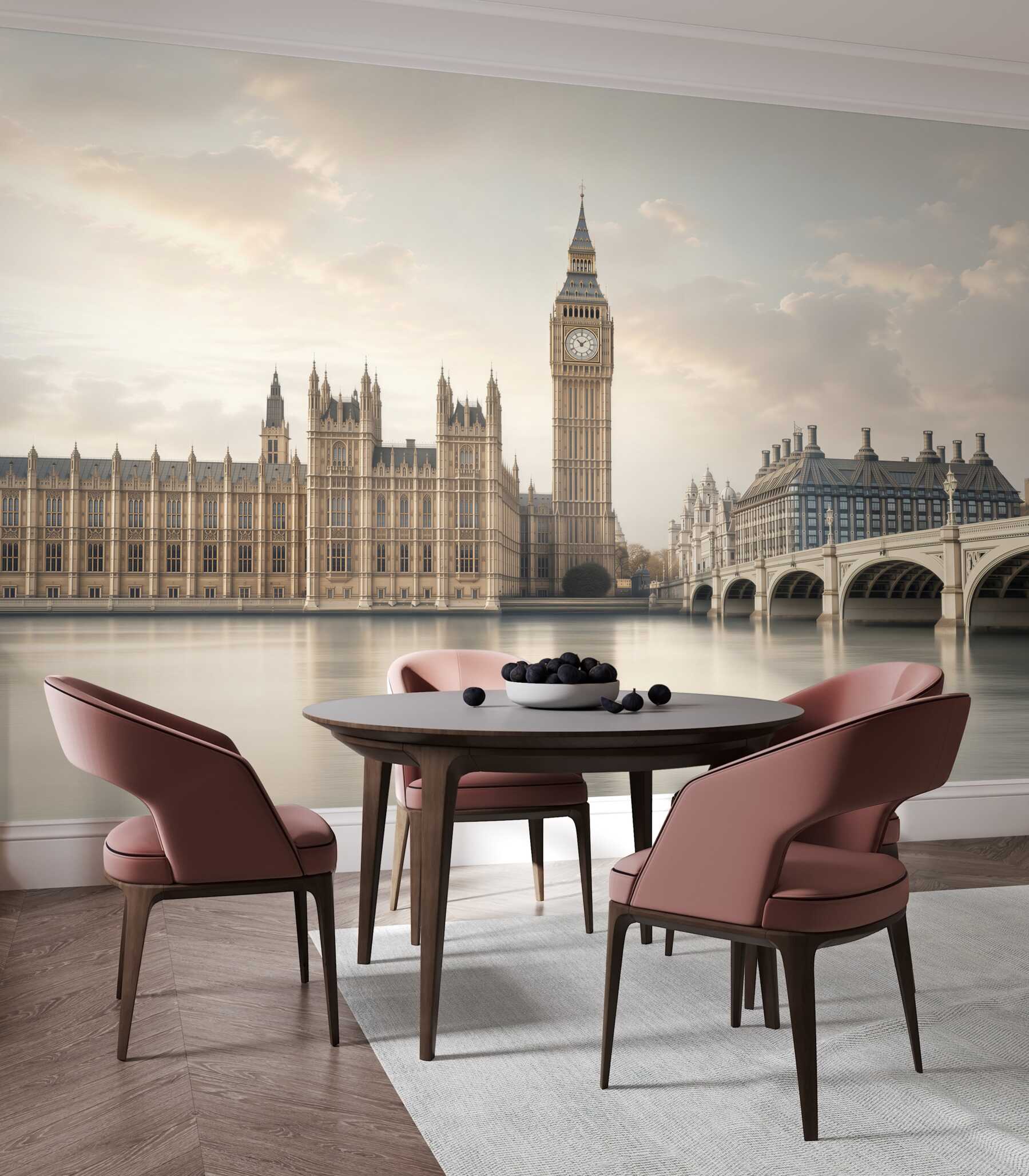 Fotobehang heldere dag in Londen in zwart-wit