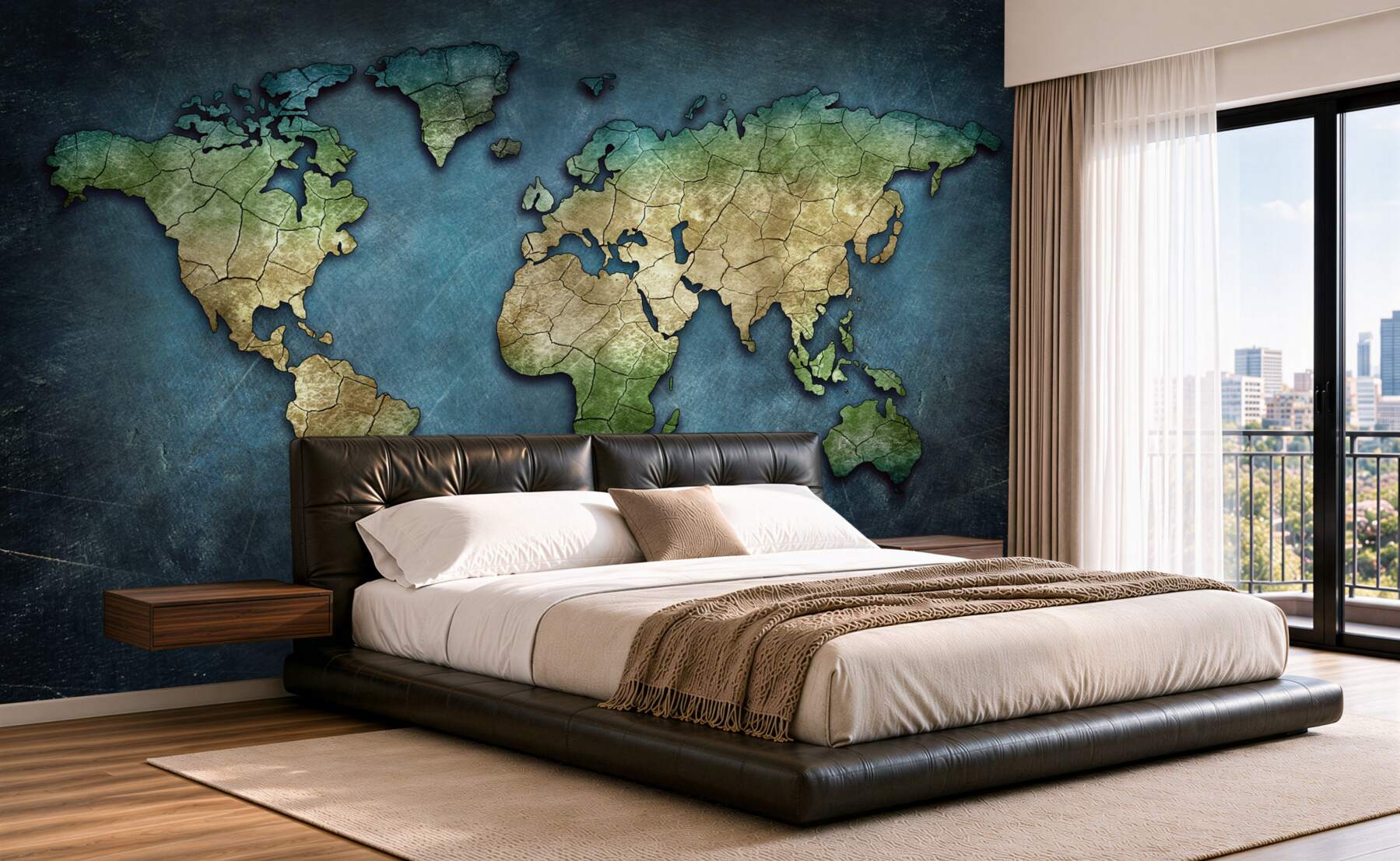 Fotobehang wereldkaart met bossen