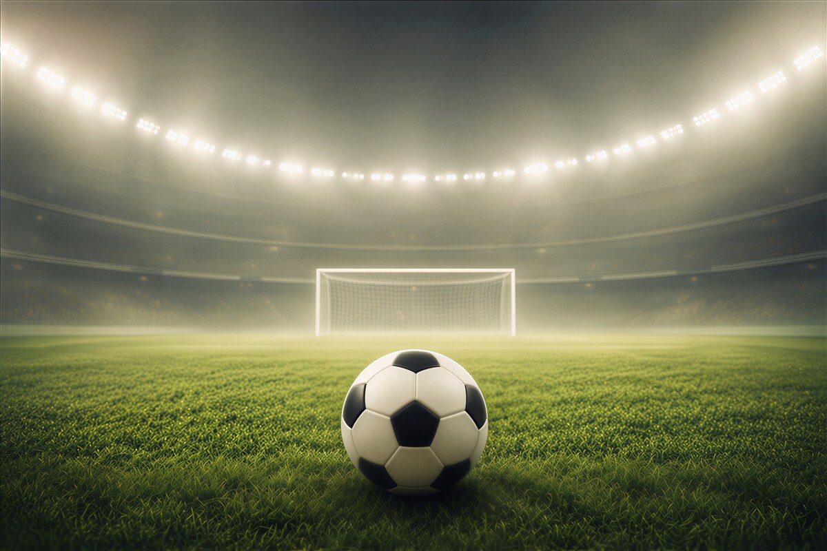 Fotobehang voetbal richting het doel