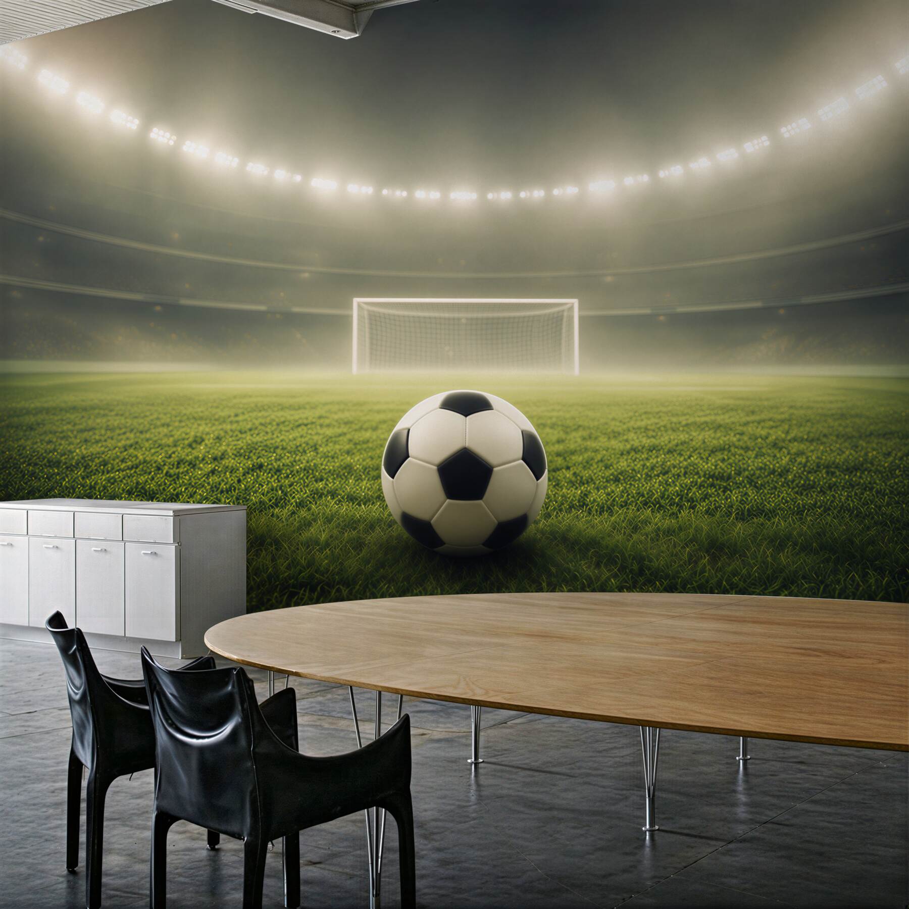 Fotobehang voetbal richting het doel