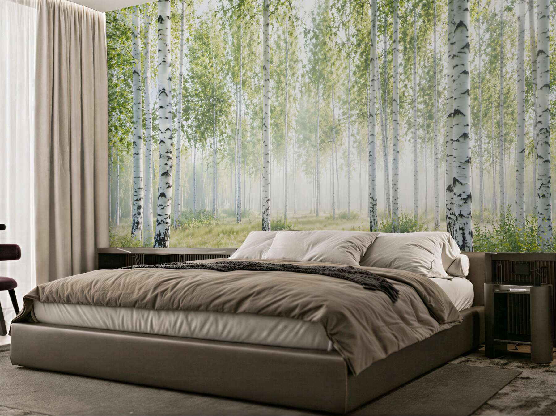 Fotobehang slanke berkenbos