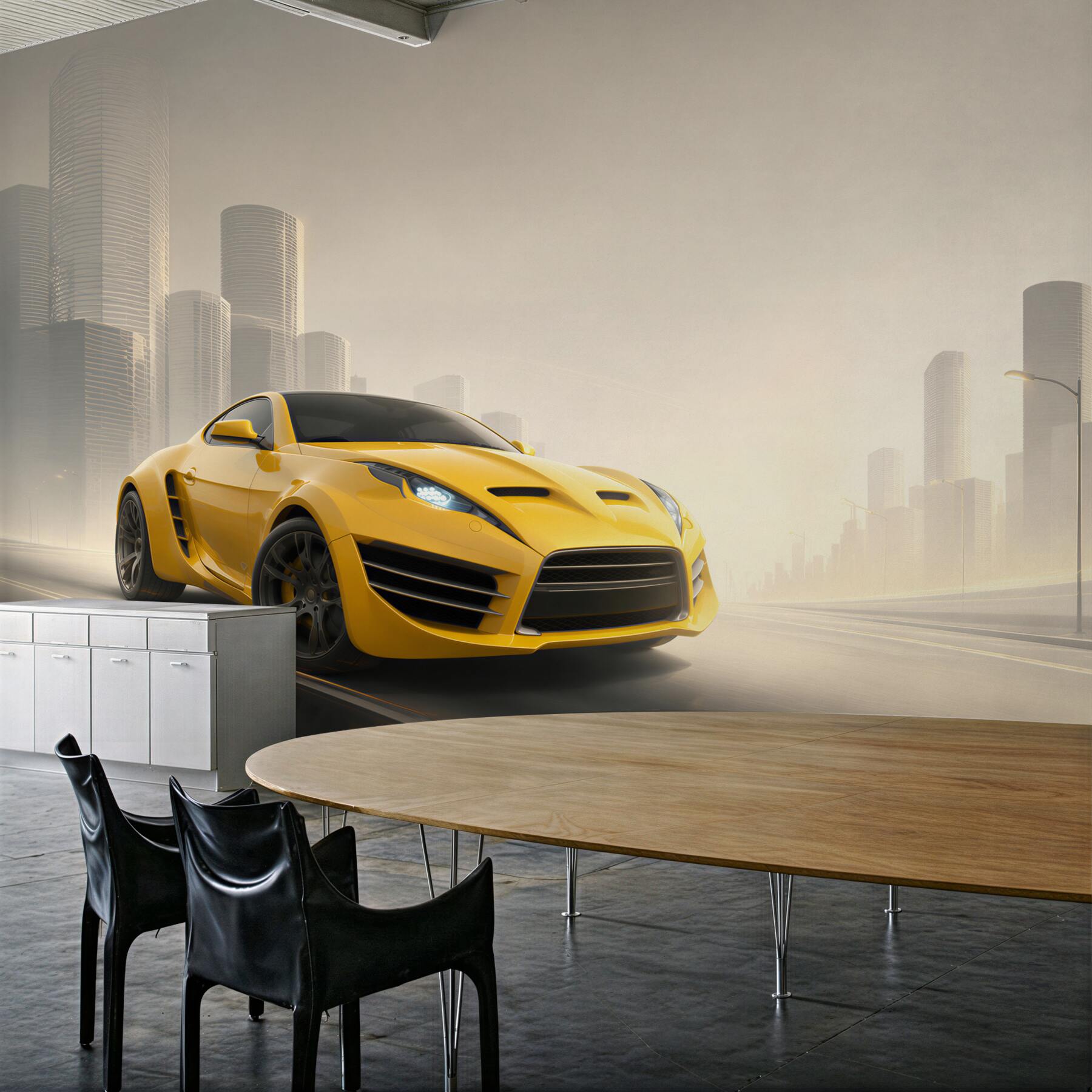 Fotobehang gele sportauto