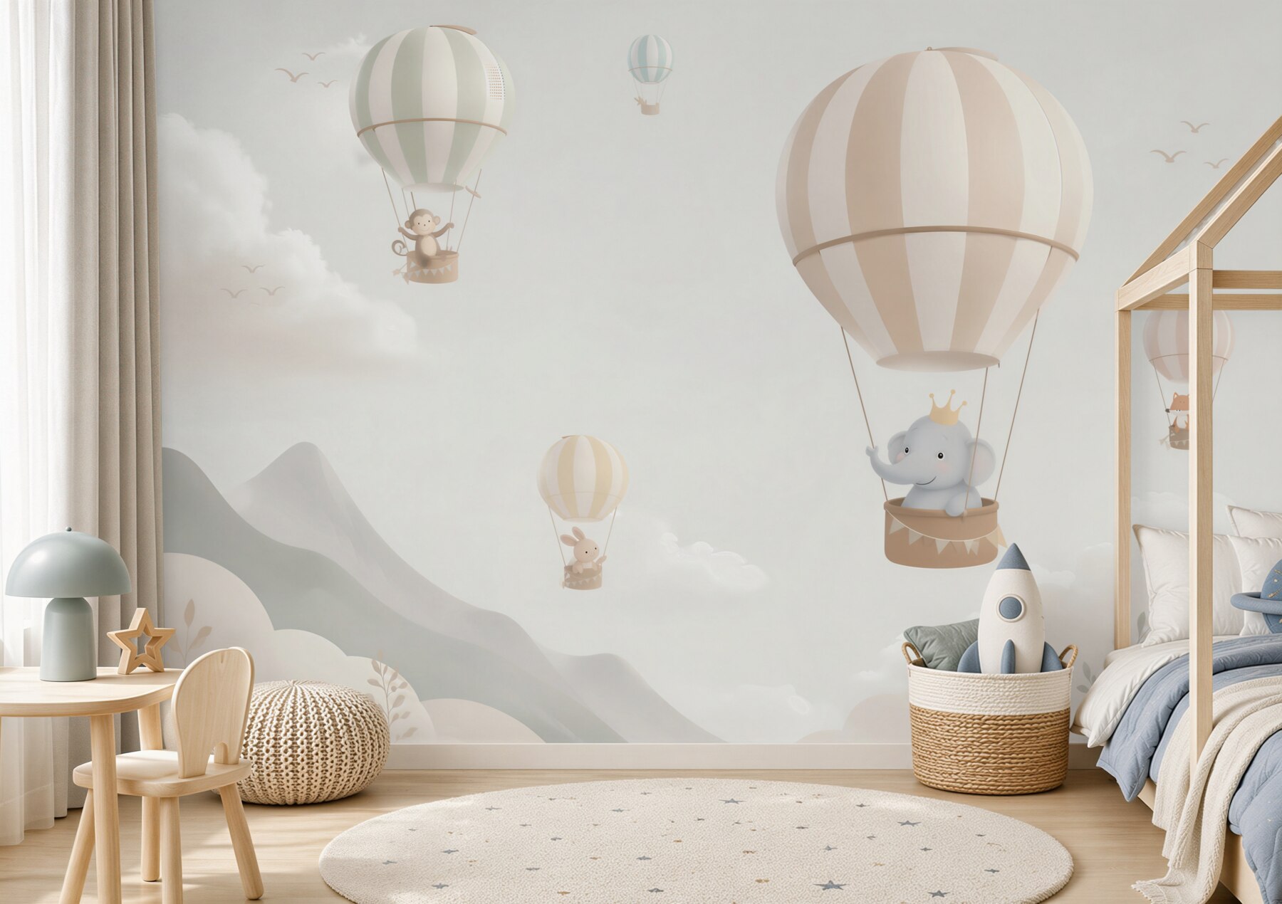 Fotobehang Dieren klimmen op ballonnen en ballonnen