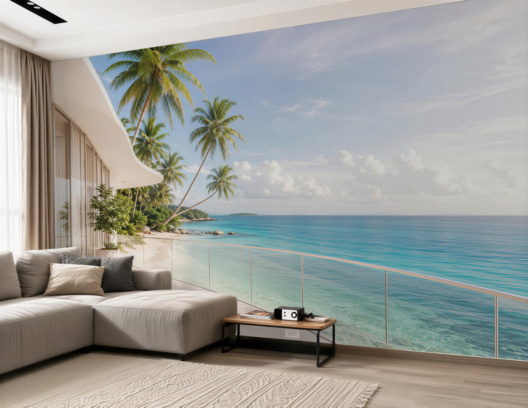 Fotobehang villa aan zee