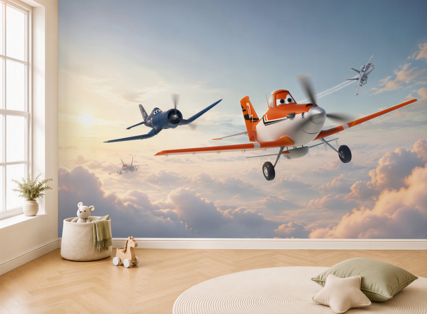 Fotobehang Vliegende auto's met ogen