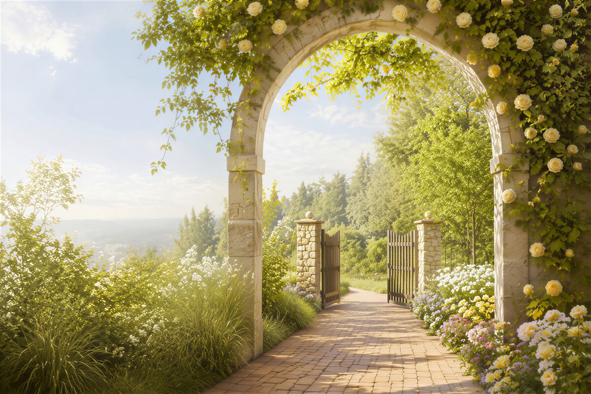 Fotobehang rozen tuin