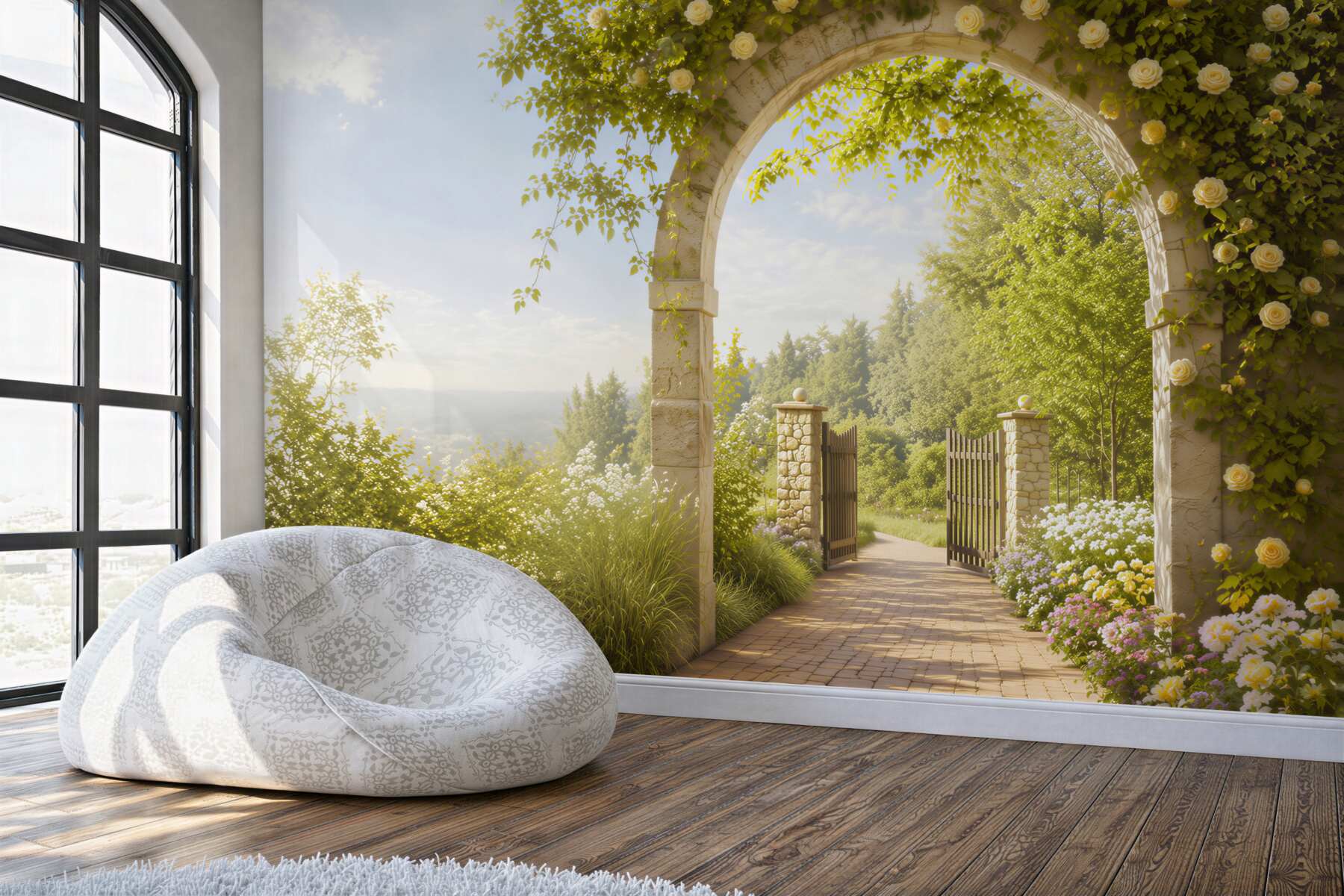 Fotobehang rozen tuin