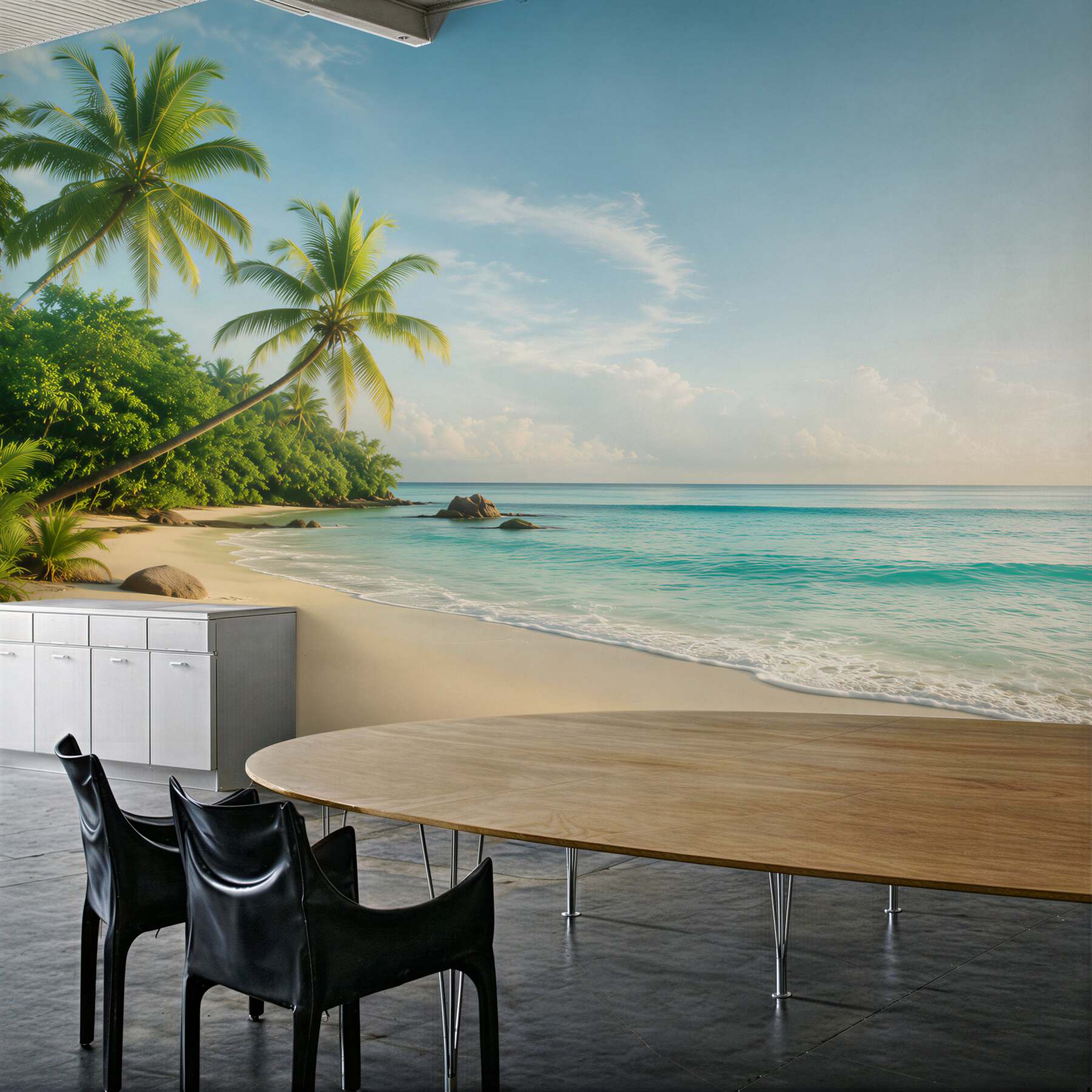 Fotobehang zandstrand en zee