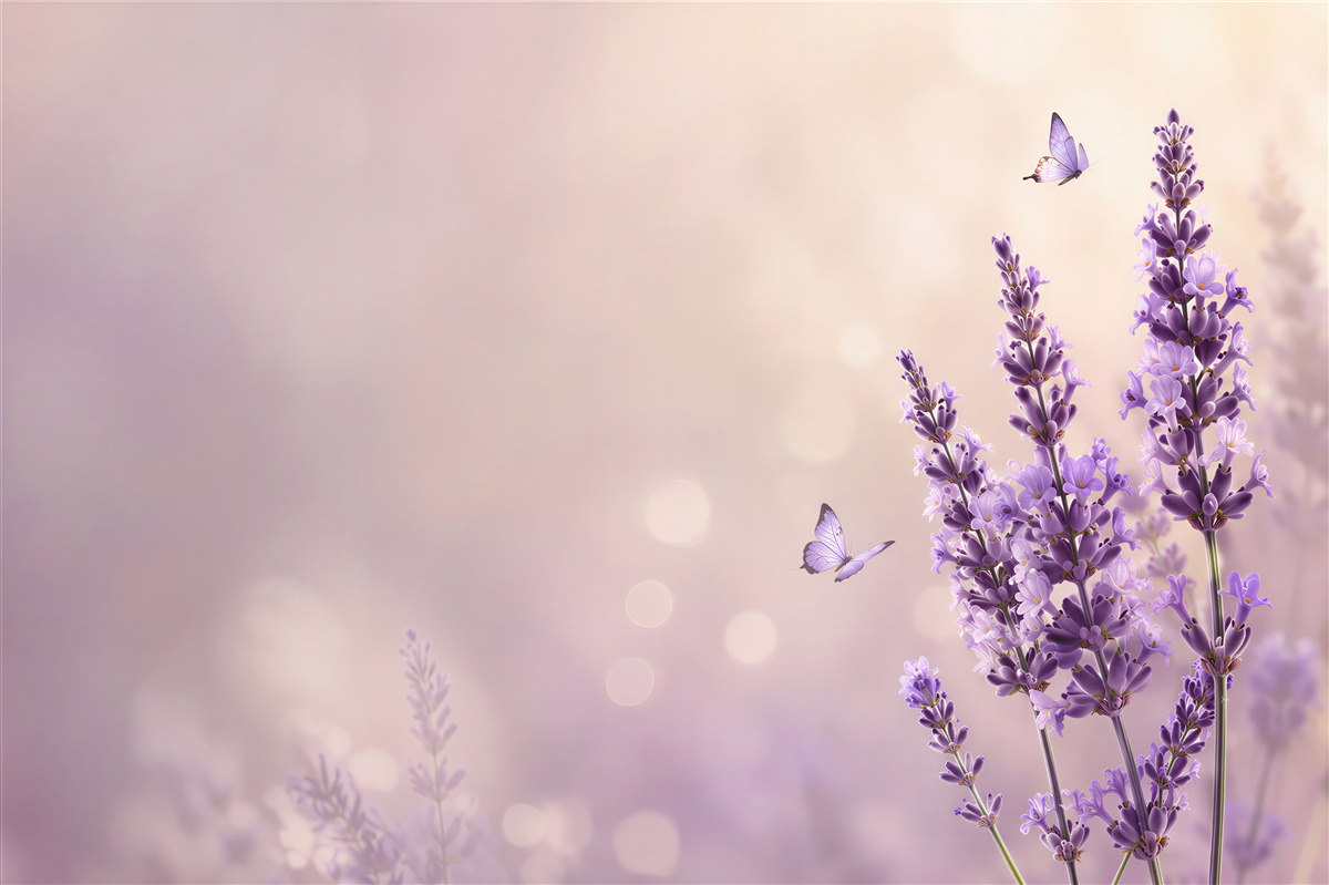 Fotobehang vlinders draaien boven de lavendel